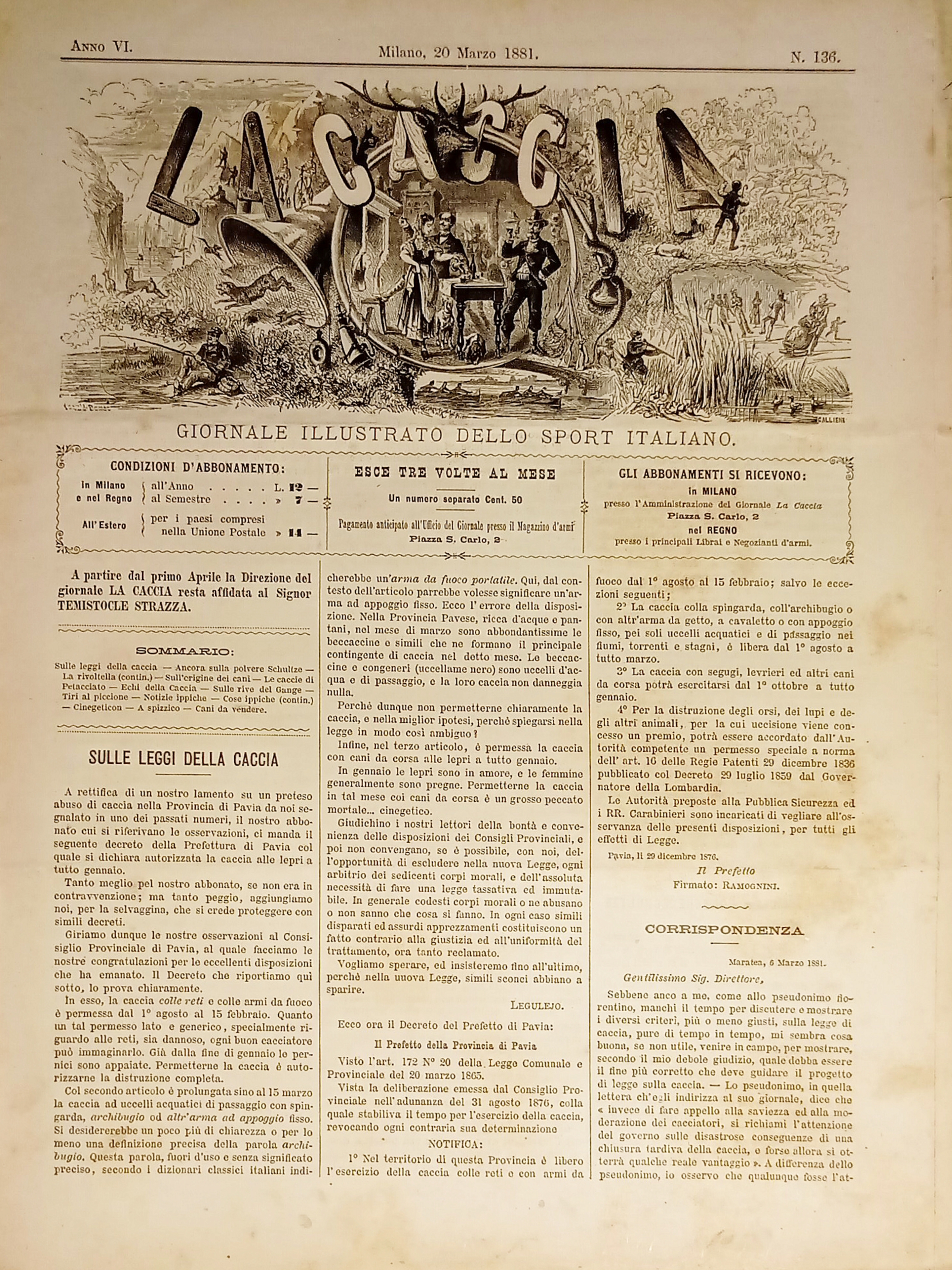 Giornale Illustrato dello Sport Italiano - La Caccia N. 136 …