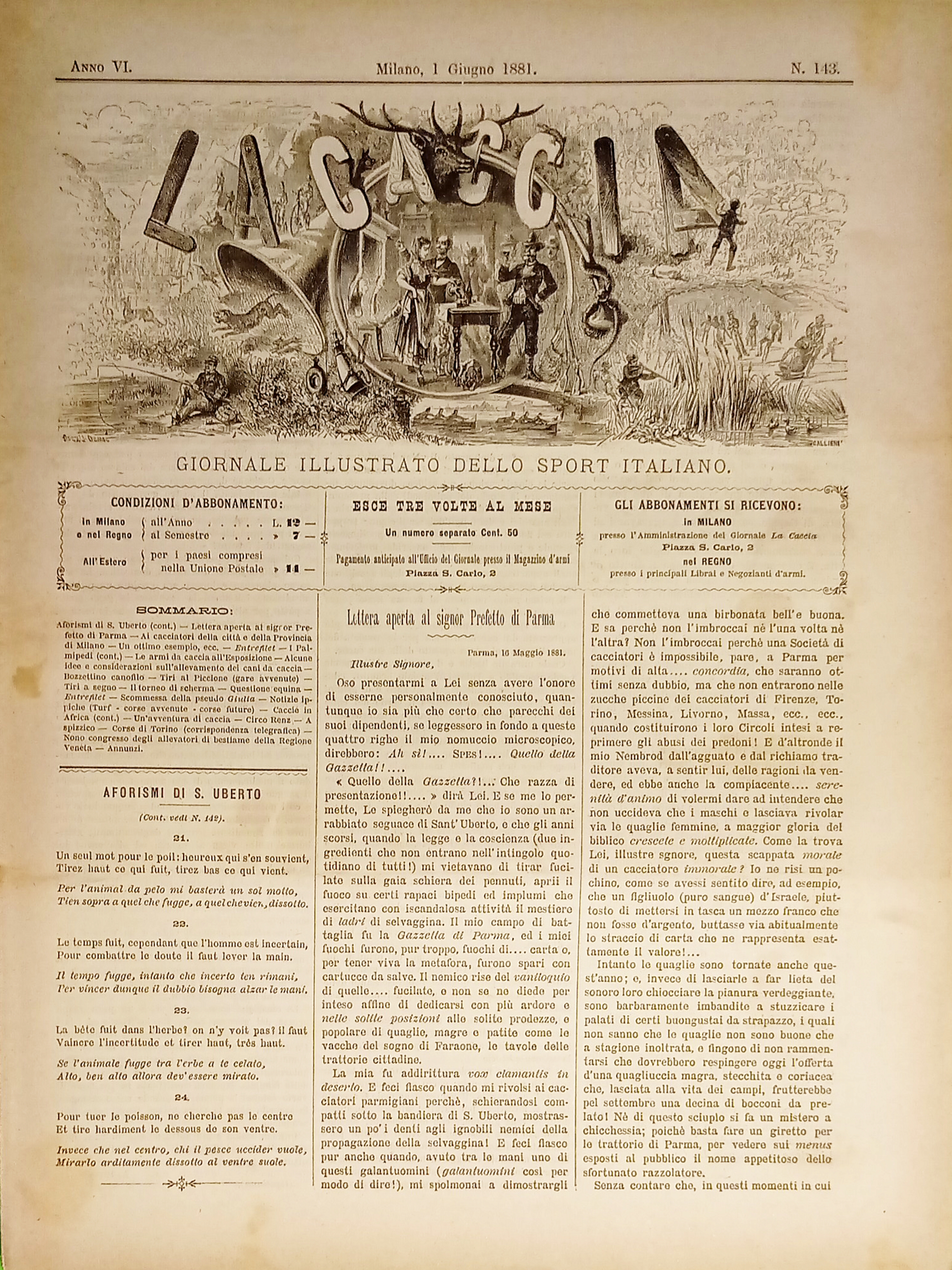 Giornale Illustrato dello Sport Italiano - La Caccia N. 143 …