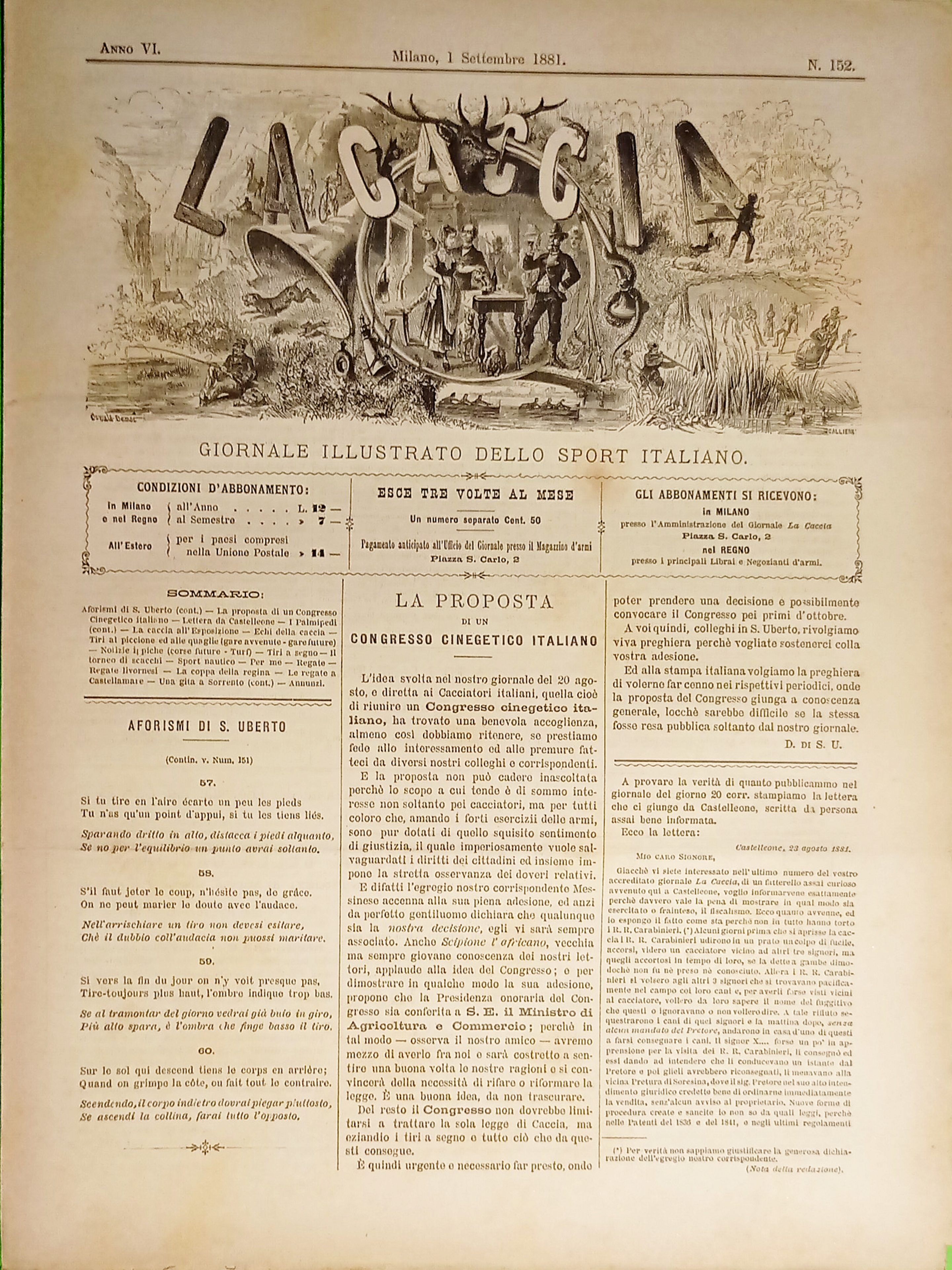 Giornale Illustrato dello Sport Italiano - La Caccia N. 152 …