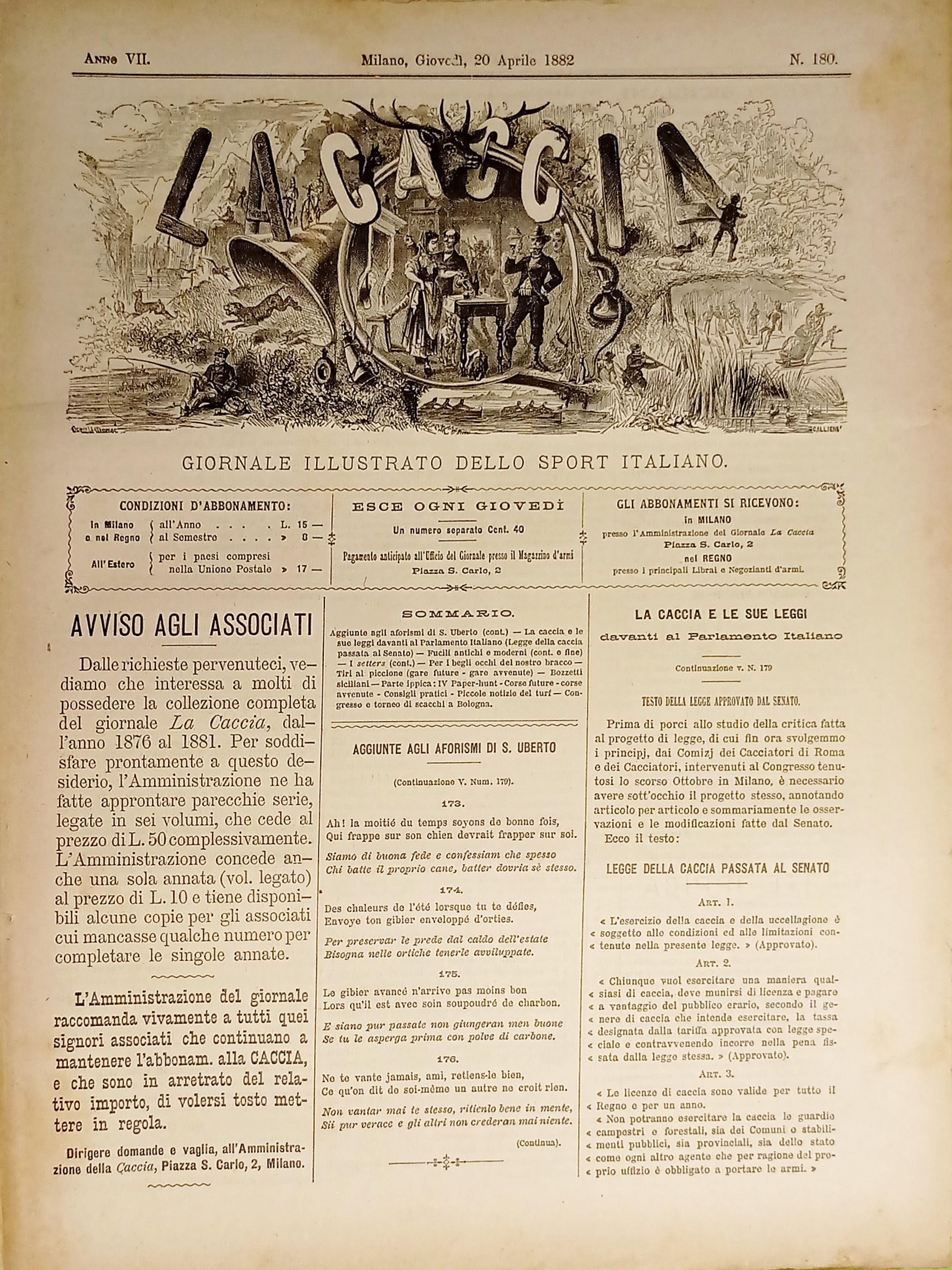 Giornale Illustrato dello Sport Italiano - La Caccia N. 180 …