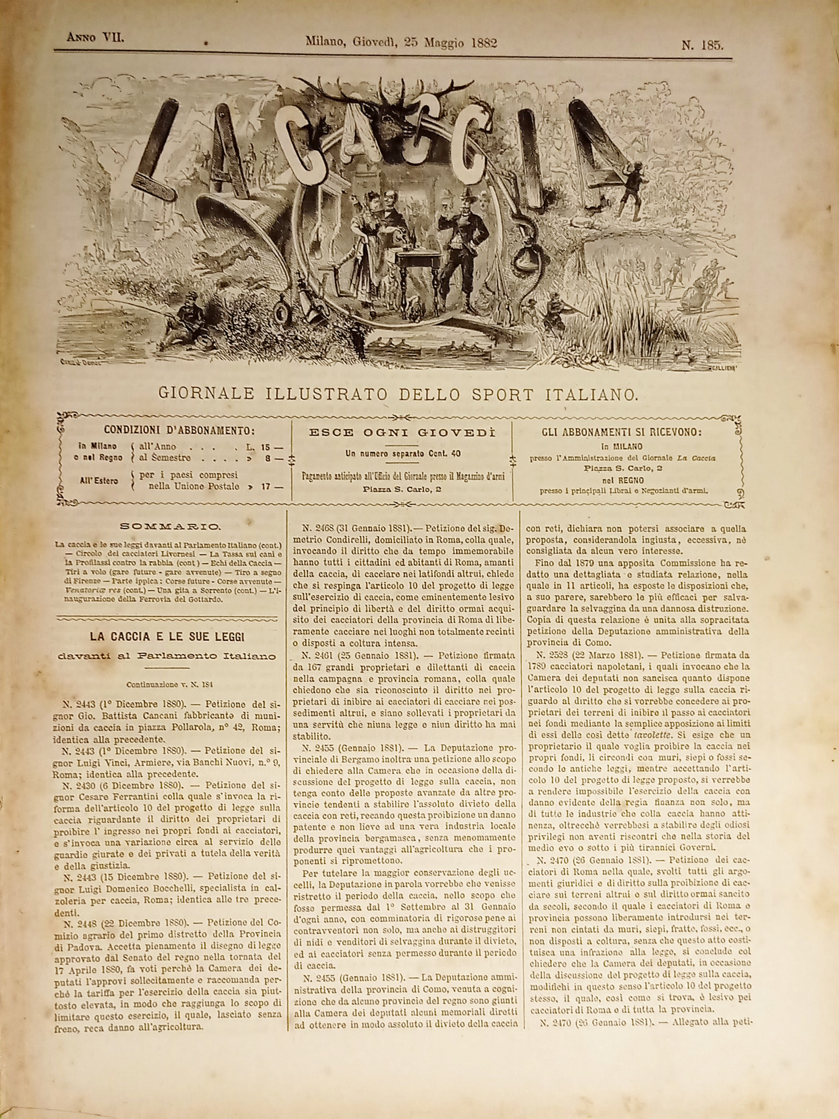 Giornale Illustrato dello Sport Italiano - La Caccia N. 185 …