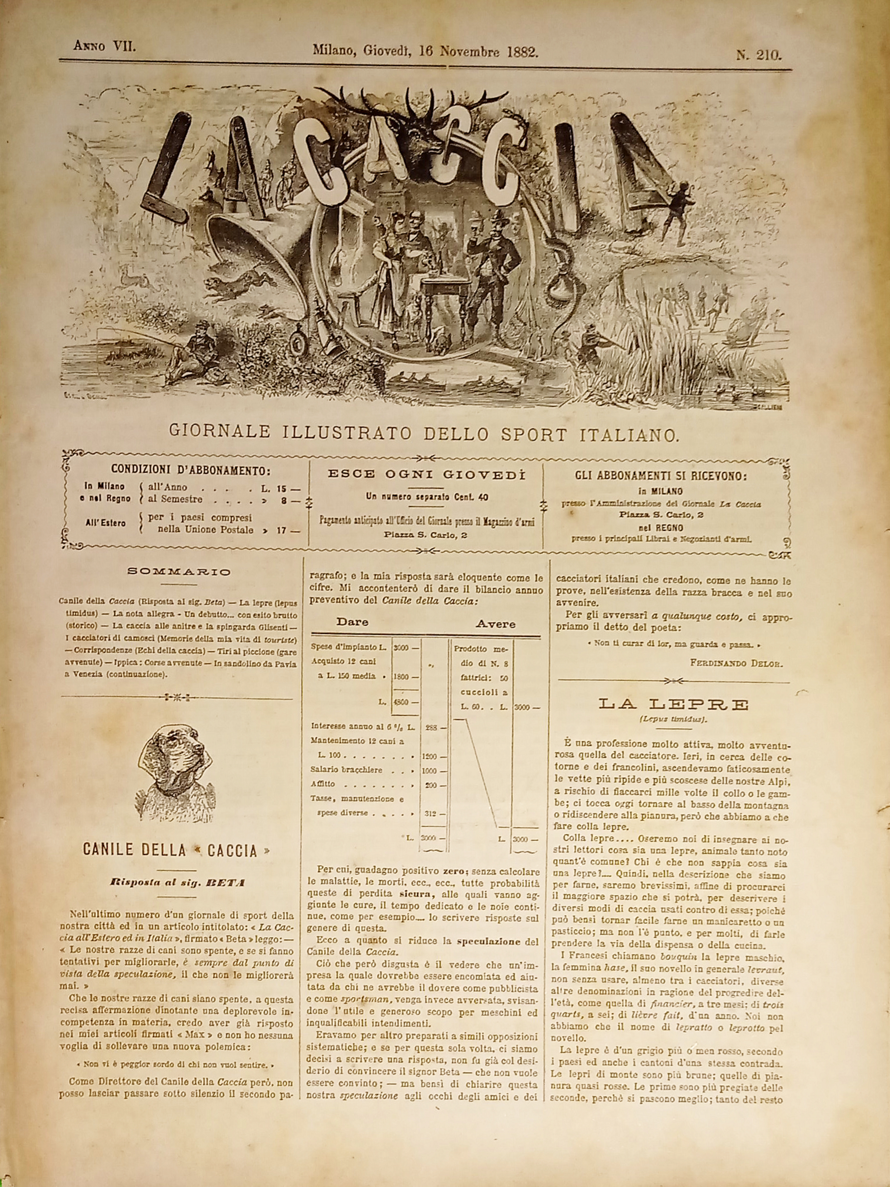 Giornale Illustrato dello Sport Italiano - La Caccia N. 210 …