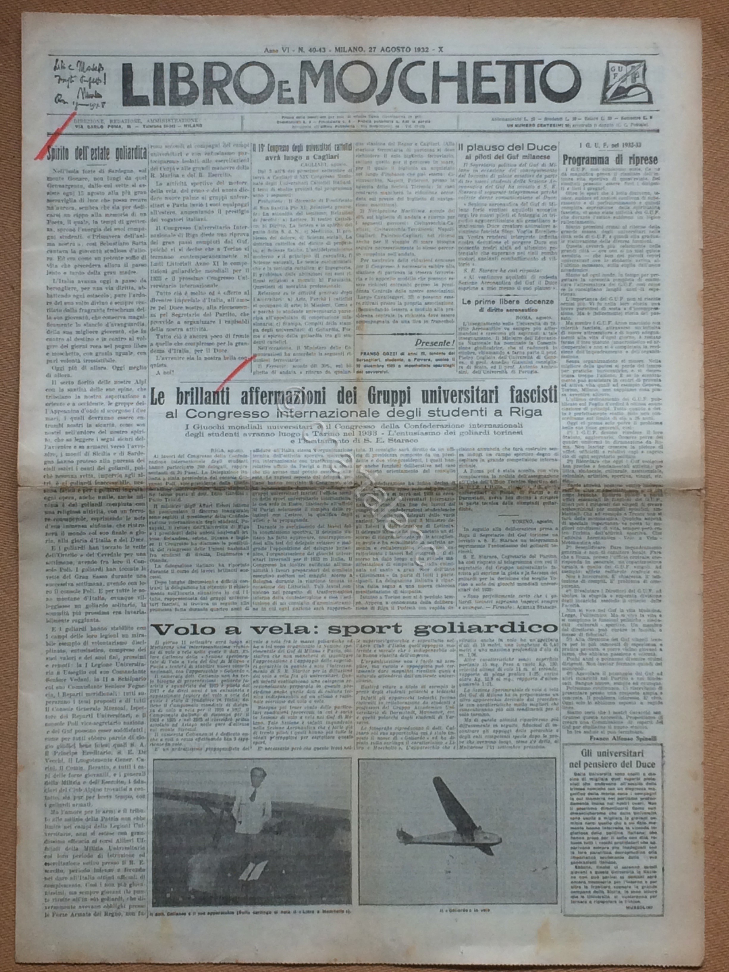 Giornale Libro e Moschetto 1932 n. 40 - 43