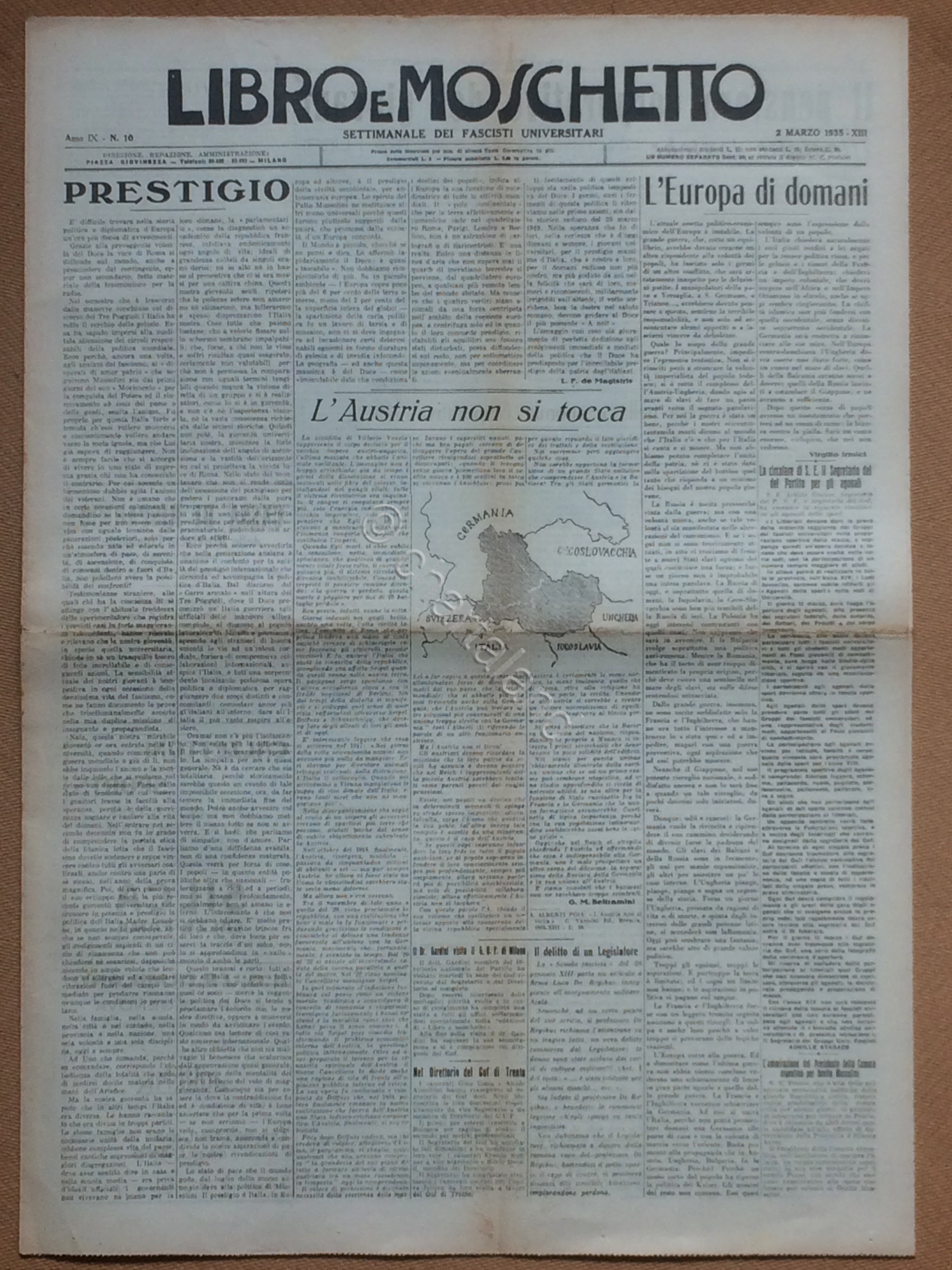 Giornale Libro e Moschetto GUF 1935 n. 10