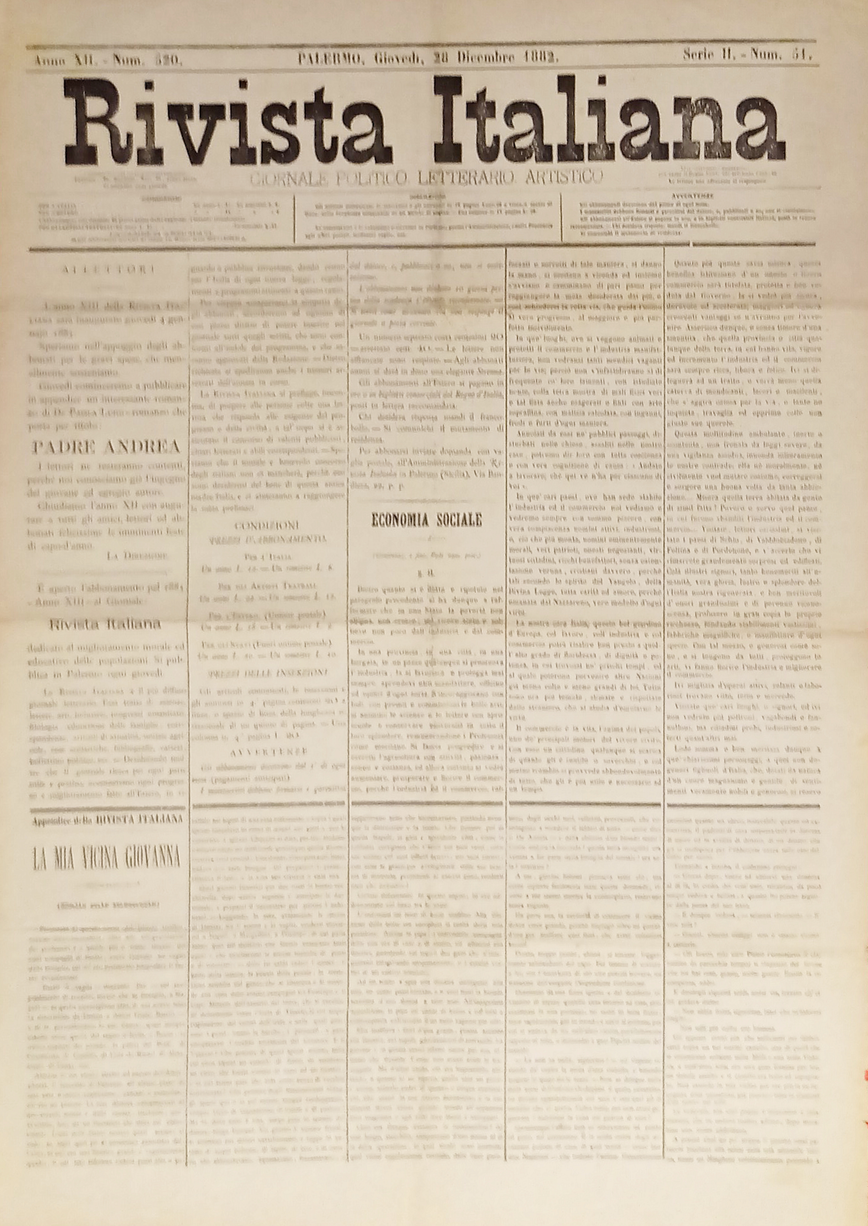 Giornale Politico Letterario Artistico - Rivista Italiana N. 520 - …