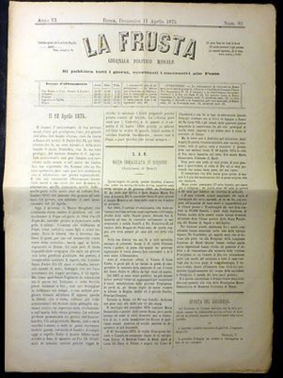 Giornale Politico Morale Roma - La Frusta - Anno VI …