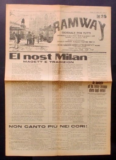 Giornale Milano - Tramway anno XXX N.29 Luglio 1932 italiano …