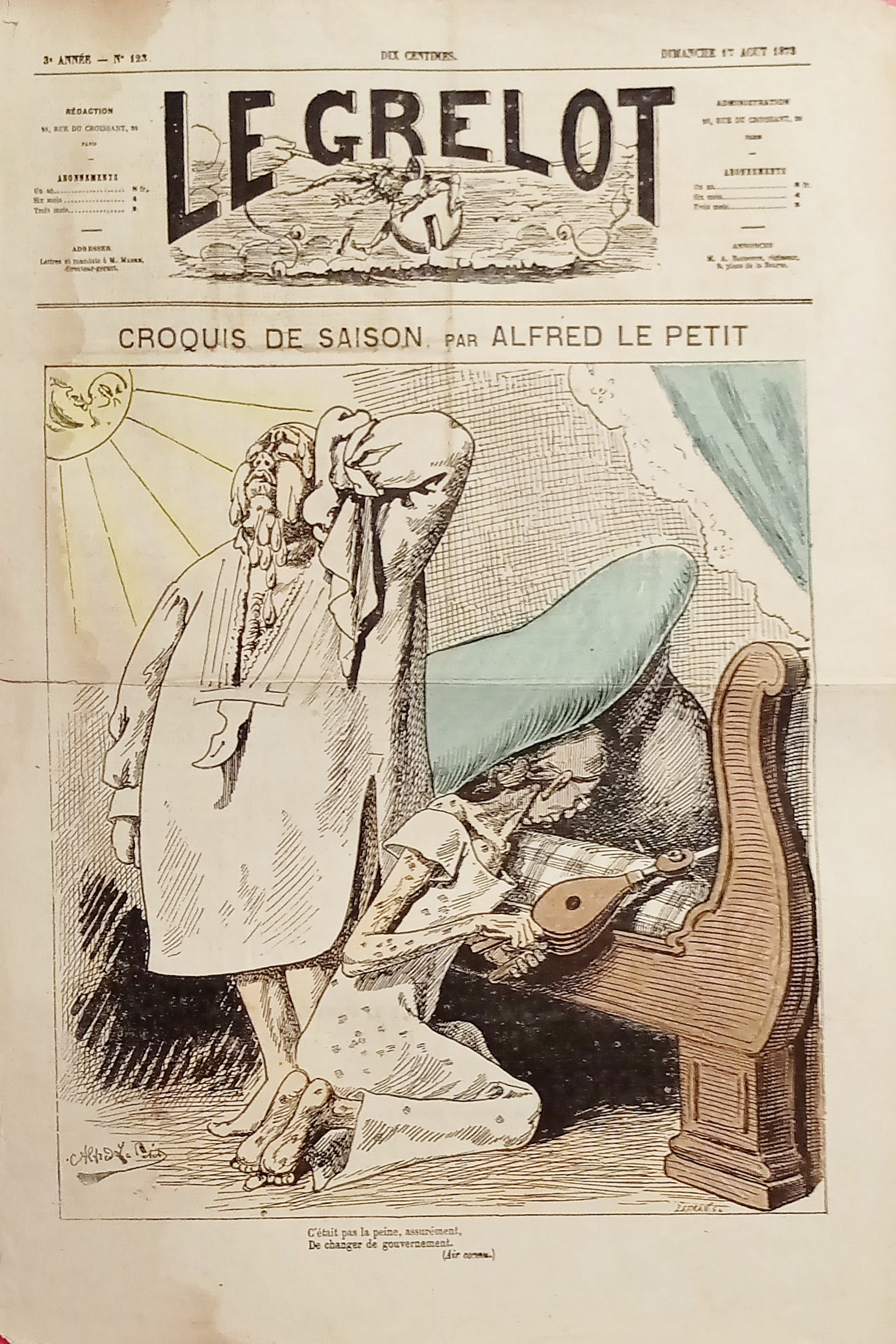 Giornale Satirica Repubblicana - Le Grelot N. 123 - 1873 …