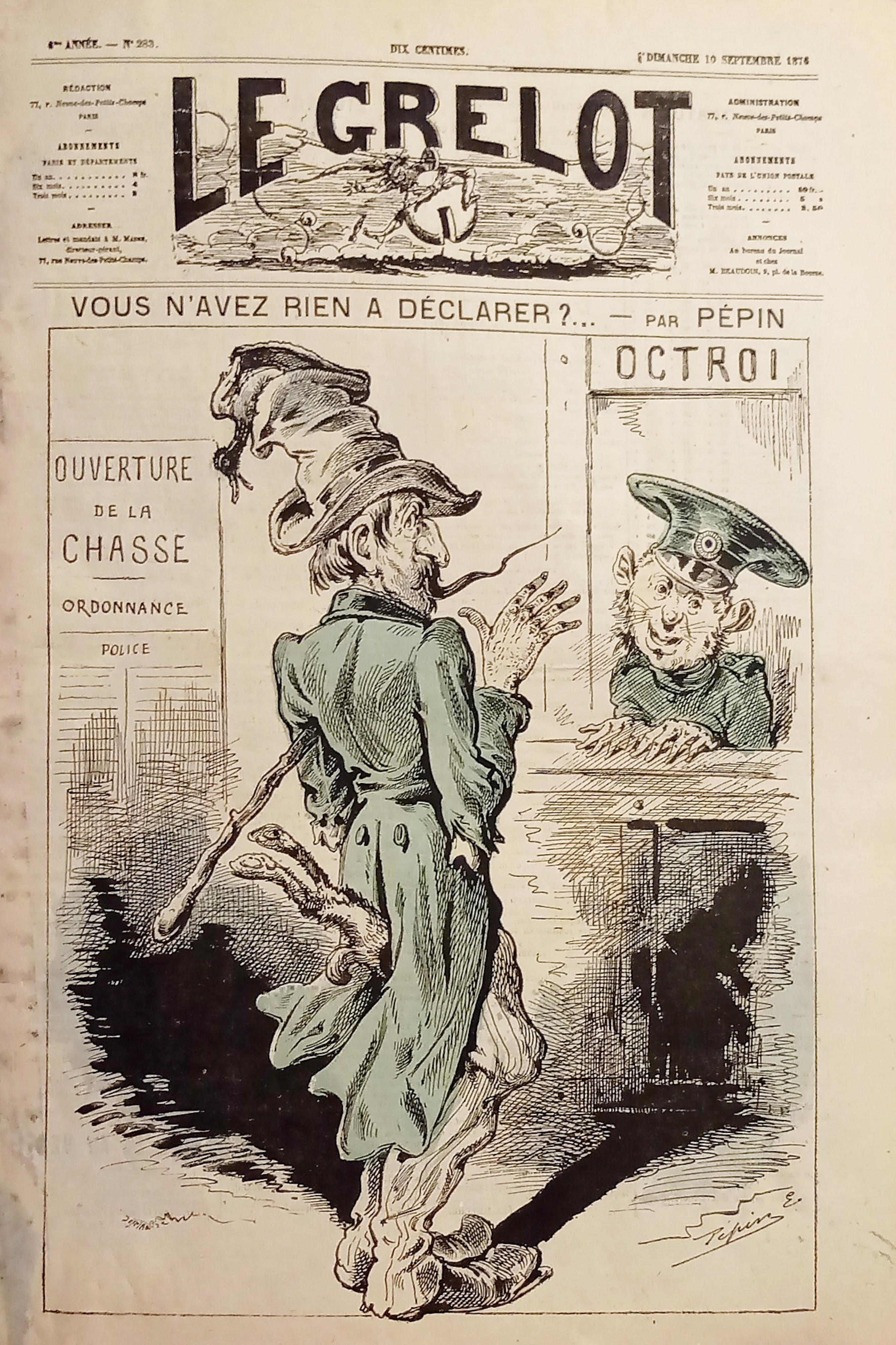 Giornale Satirica Repubblicana - Le Grelot N. 283 - 1876 …