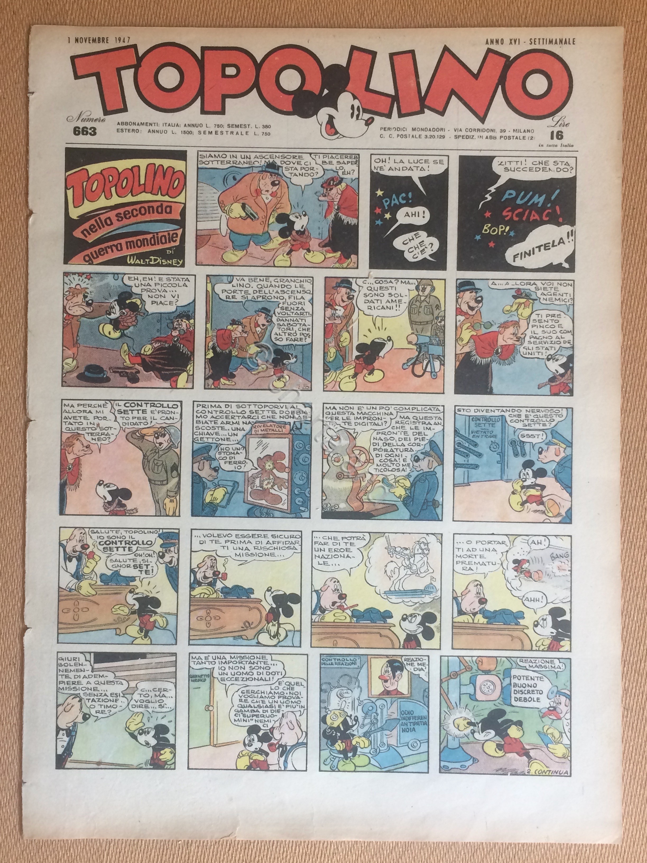 Topolino Giornale n. 663 anno 1947