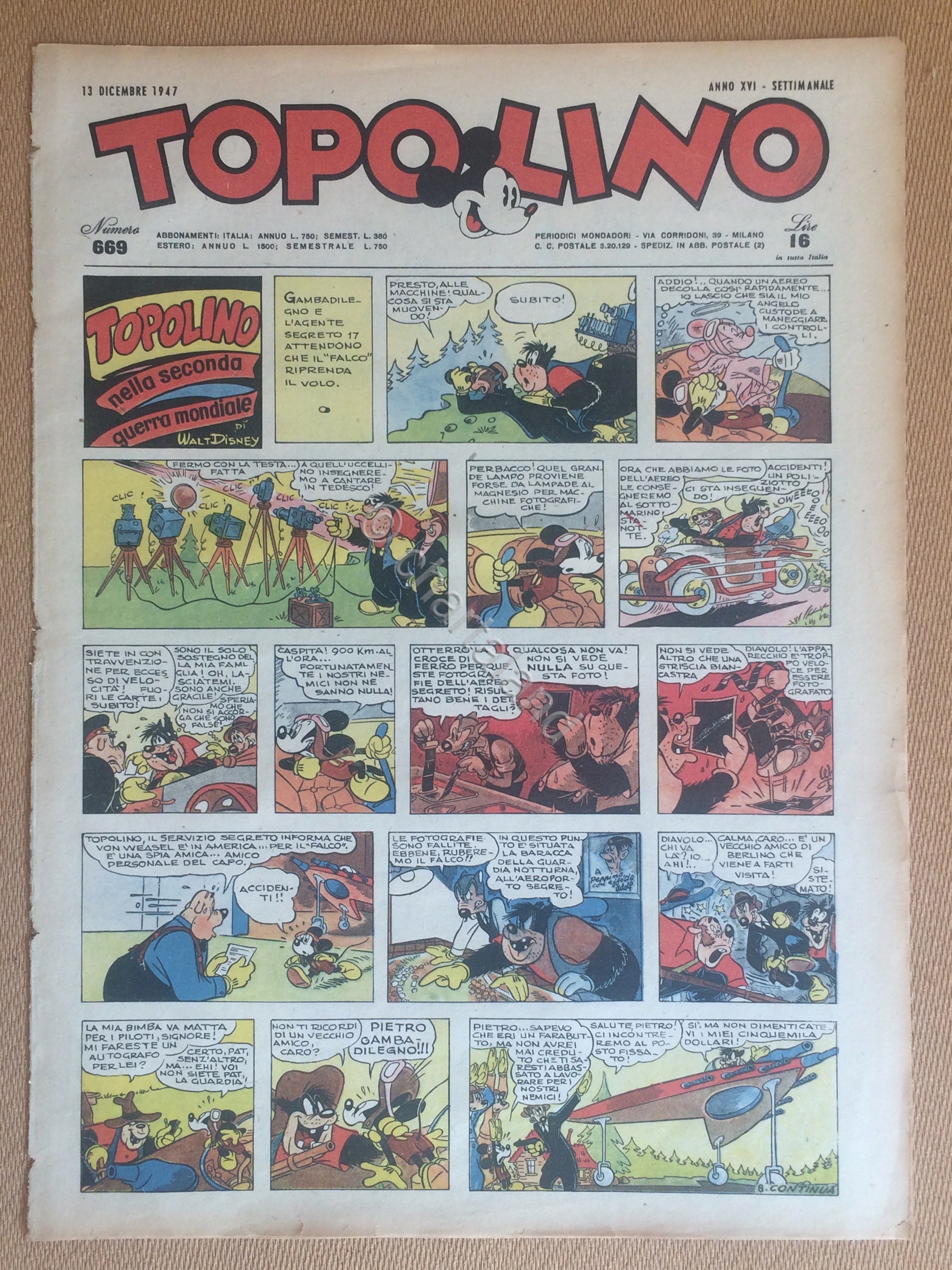 Topolino Giornale n. 669 anno 1947