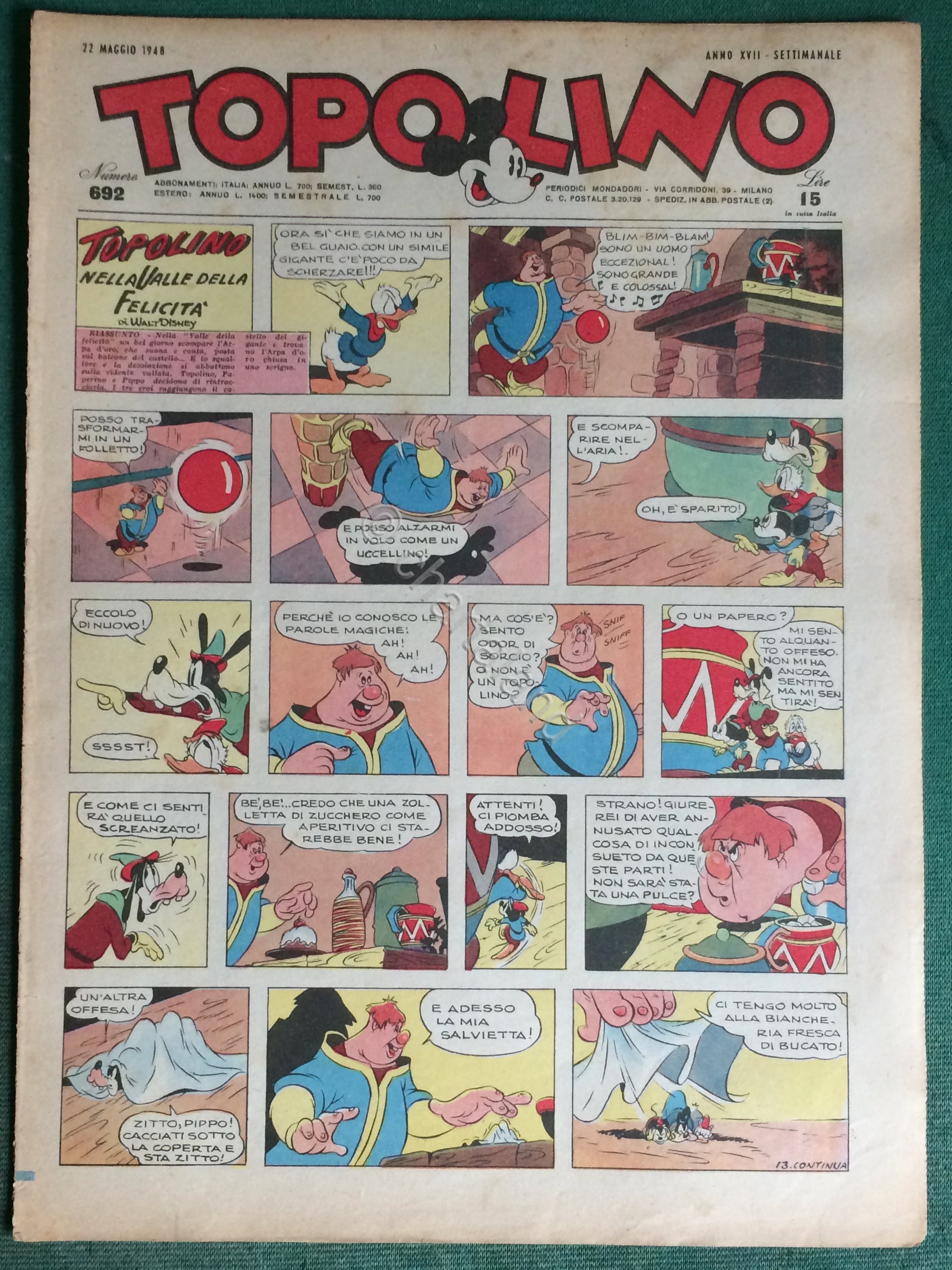 Giornale Topolino n. 692 anno 1948