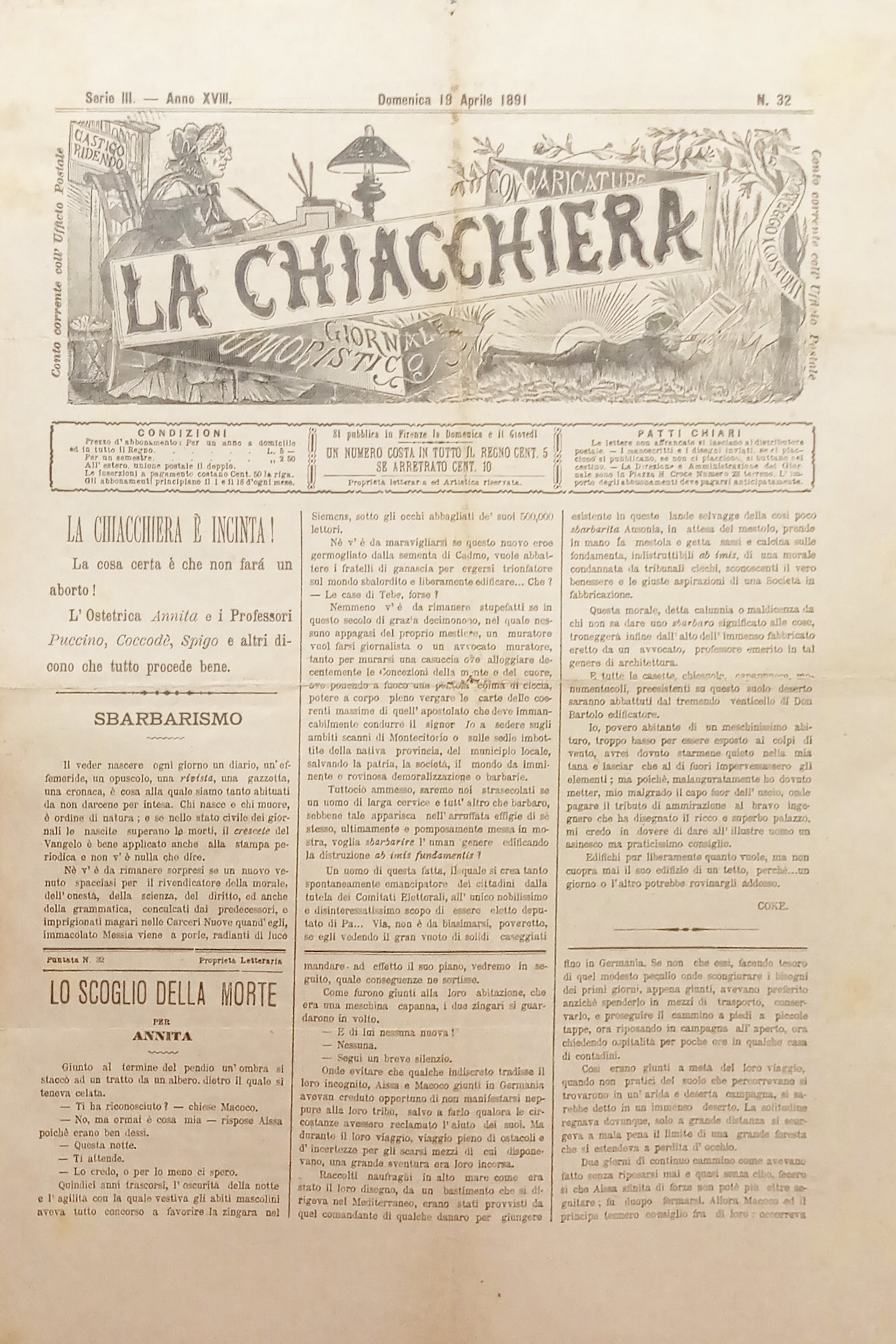 Giornale Umoristico - La Chiacchiera N. 32 - 1891