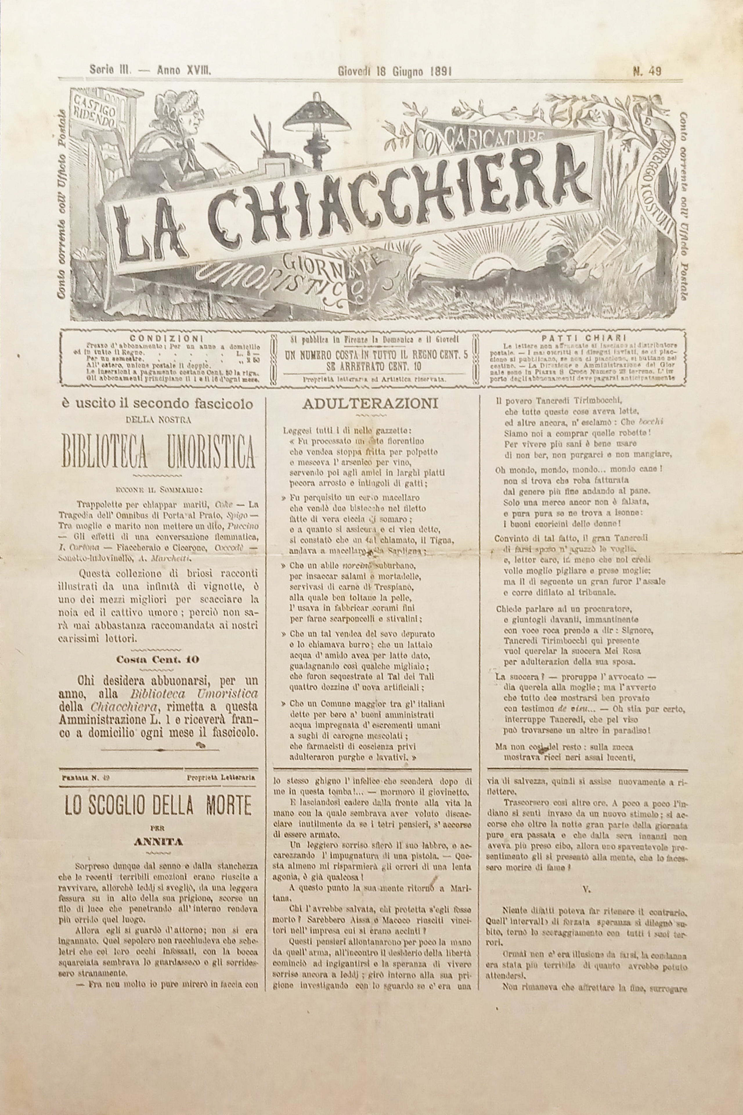 Giornale Umoristico - La Chiacchiera N. 49 - 1891
