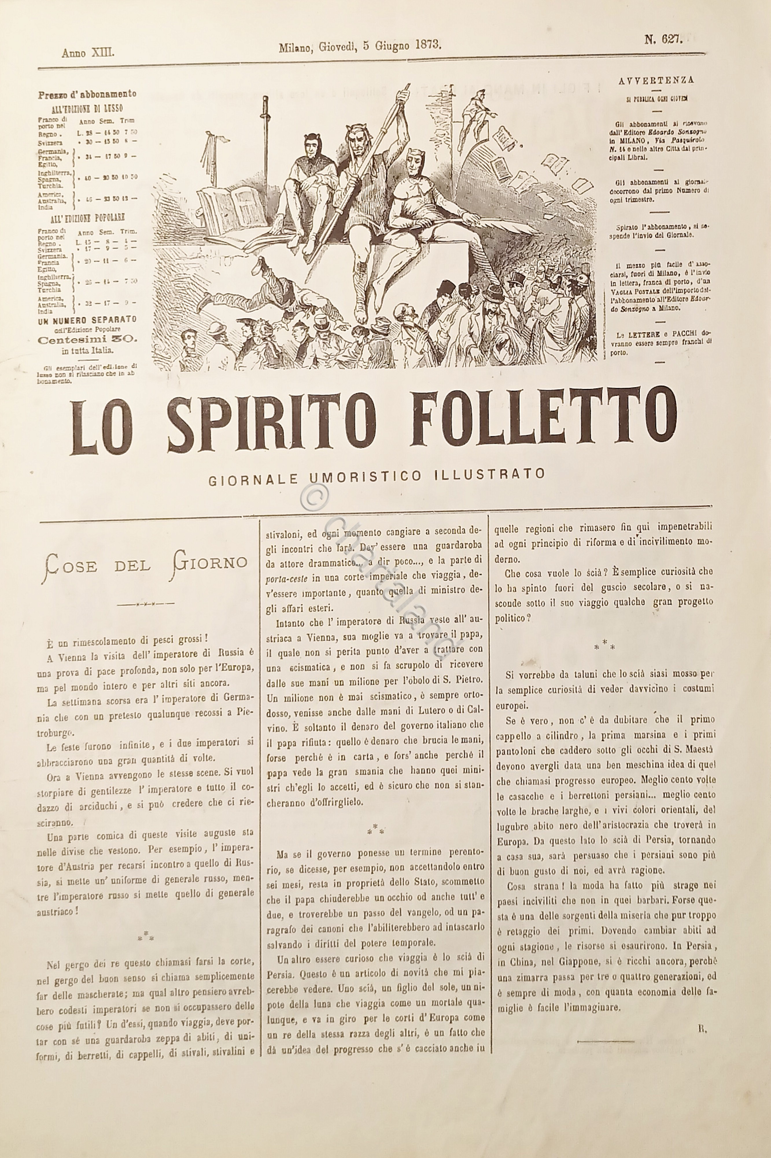 Giornale Umoristico Illustrato - Lo Spirito Folletto N. 627 - …