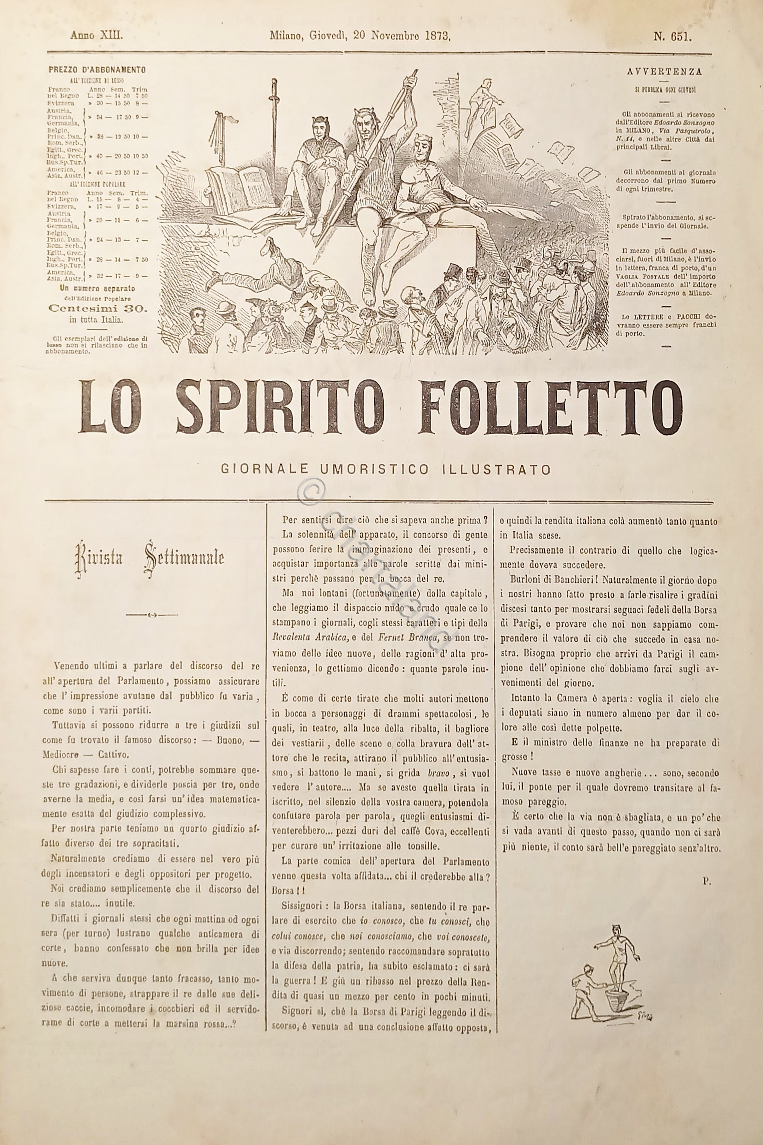 Giornale Umoristico Illustrato - Lo Spirito Folletto N. 651 - …