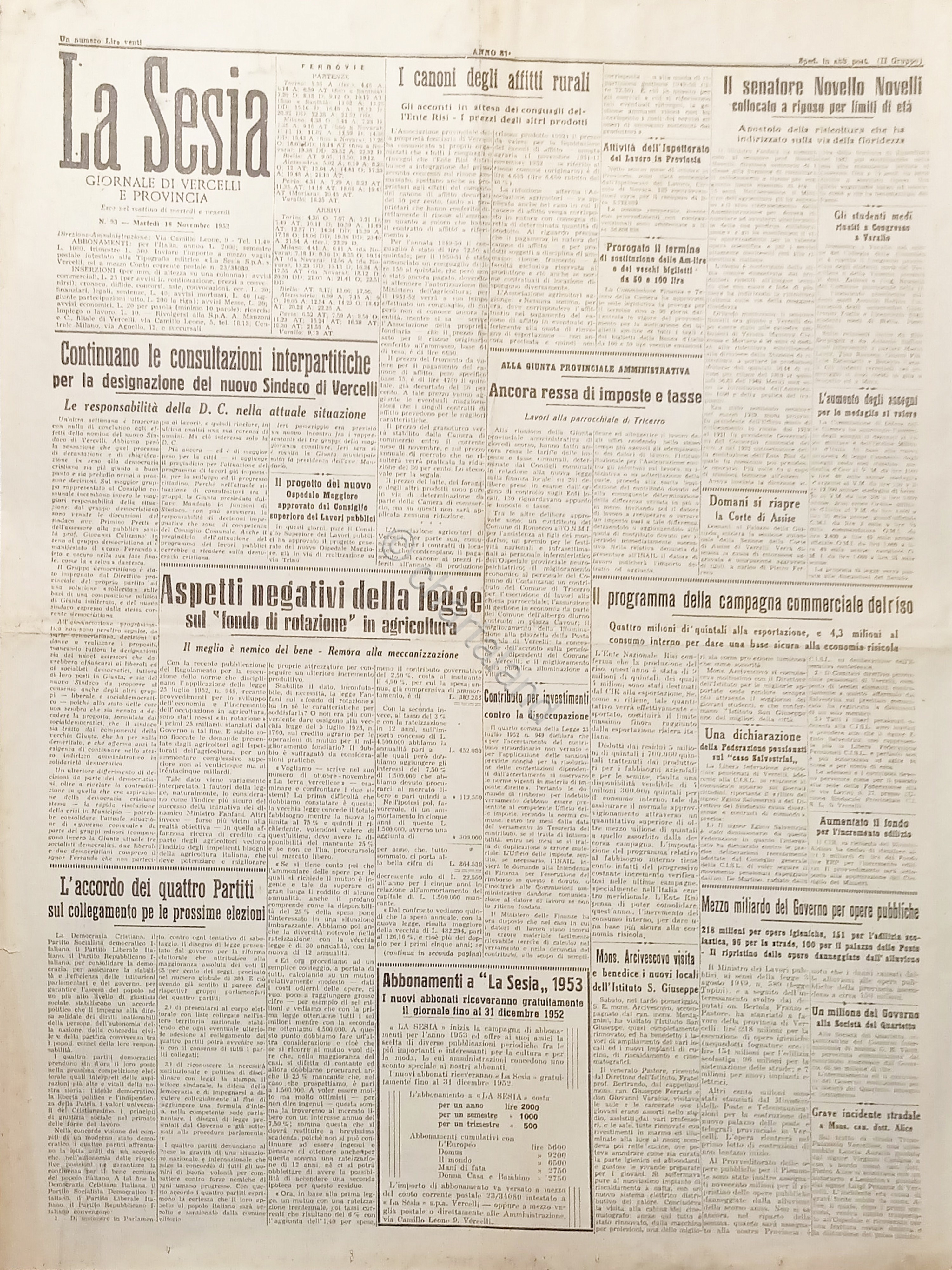 Giornale Vercelli e Provincia - La Sesia N. 93 Aspetti …