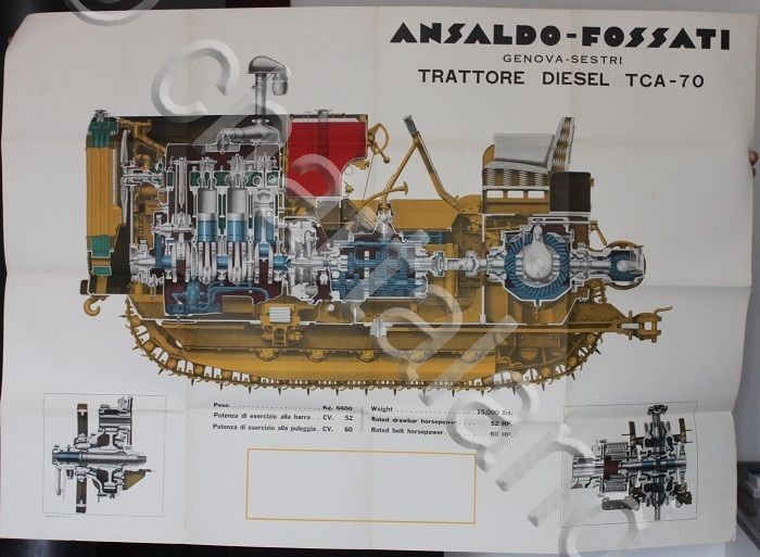 Grande Manifesto - Ansaldo Fossati Genova Sestri Trattore diesel TCA …