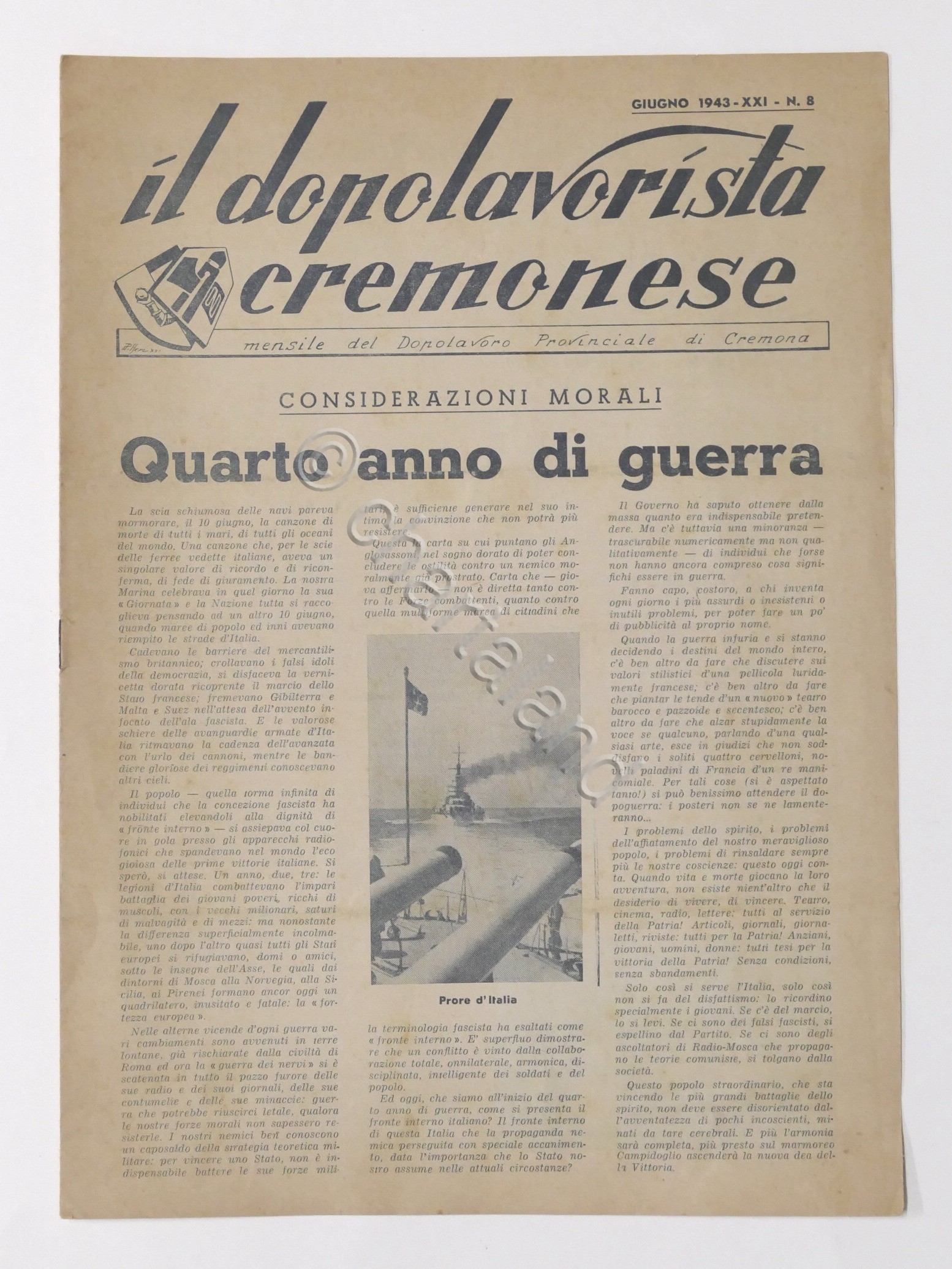 Il Dopolavorista Cremonese - Mensile Dopolavoro Cremona - N. 8 …