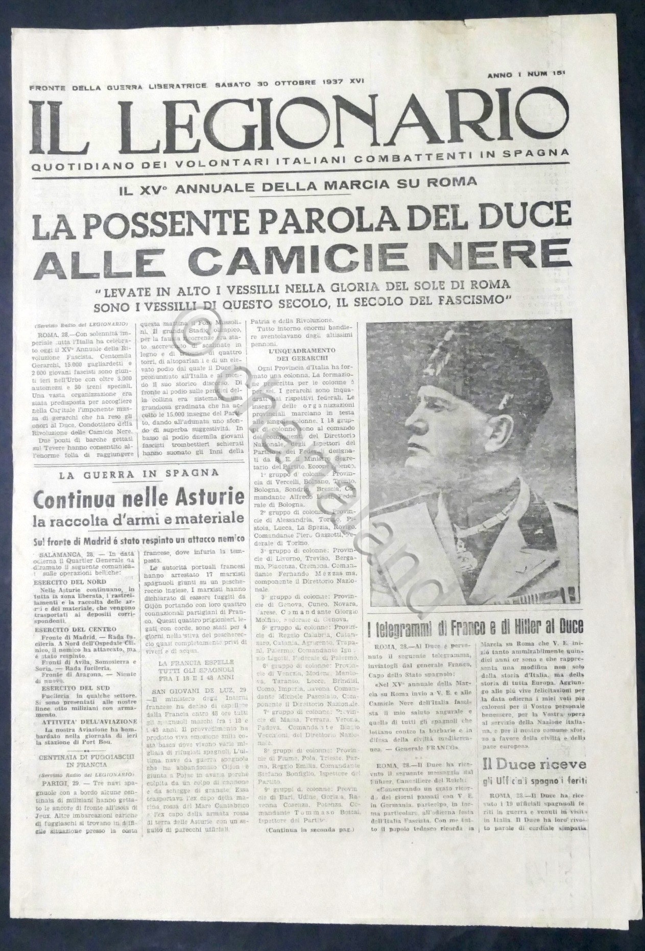 Il Legionario - Quotidiano italiani combattenti in Spagna - Anno …