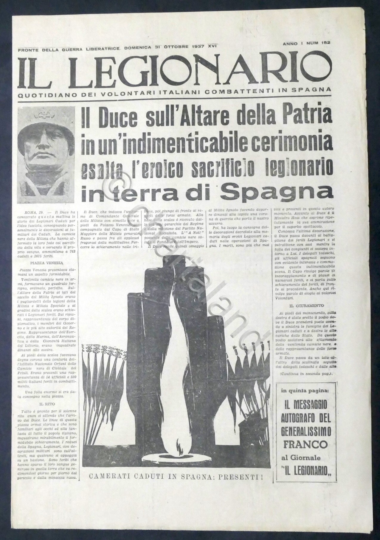 Il Legionario - Quotidiano italiani combattenti in Spagna - Anno …