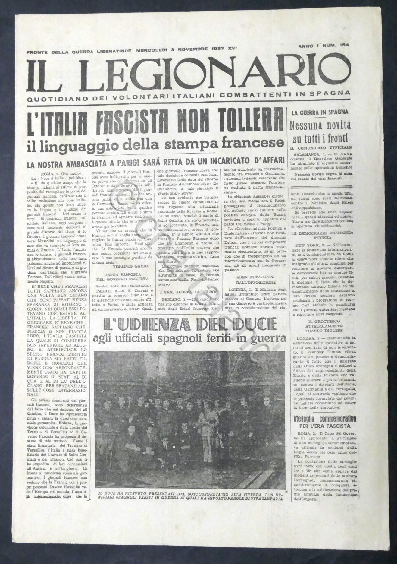 Il Legionario - Quotidiano italiani combattenti in Spagna - Anno …