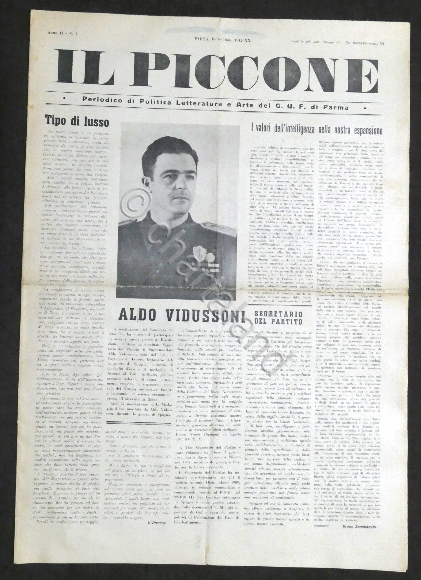 Il Piccone giornale politica letteratura e arte G.U.F. Parma Anno …