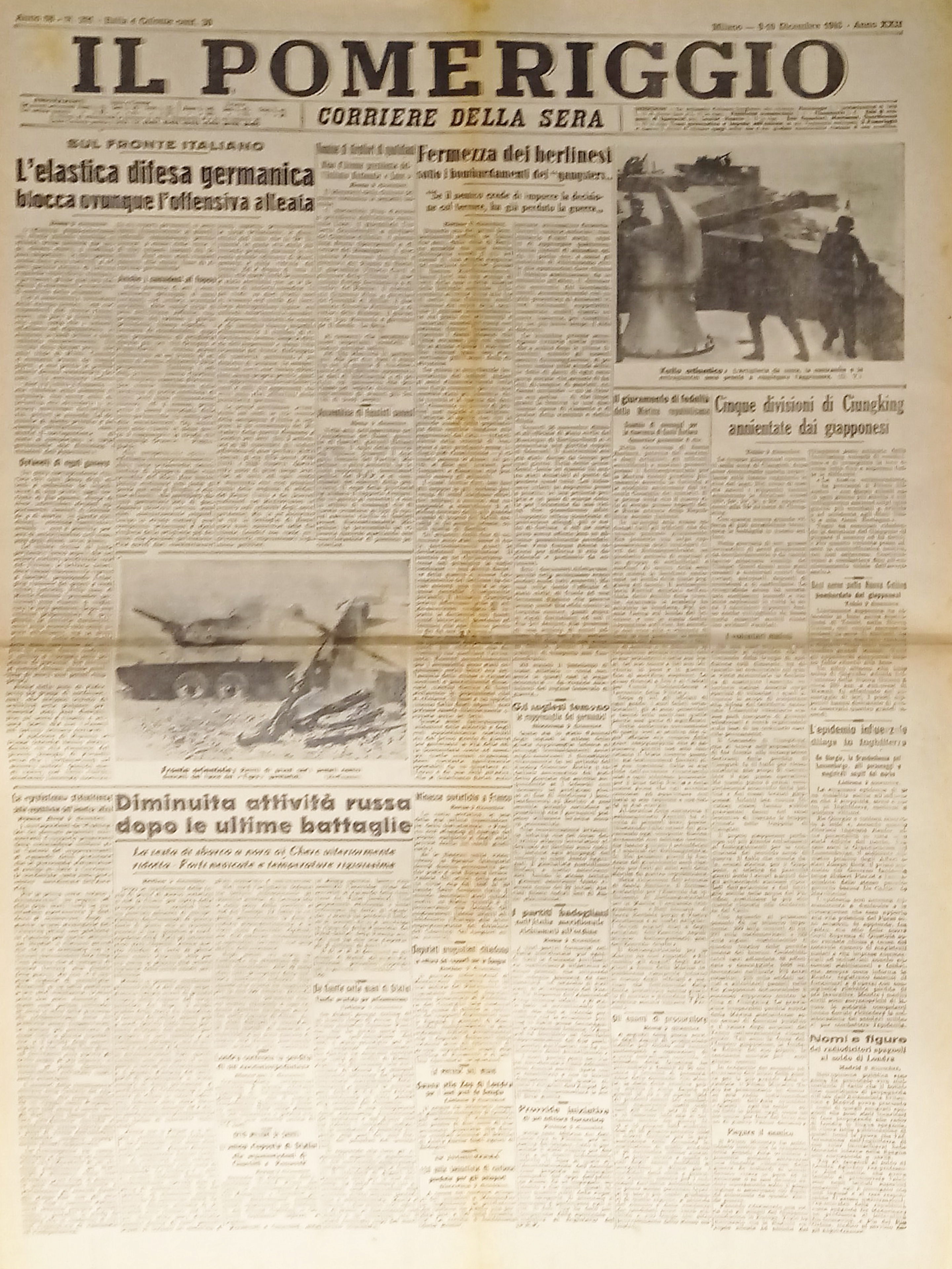 Il Pomeriggio N. 291 - 1943 L'elastica difesa germanica blocca …