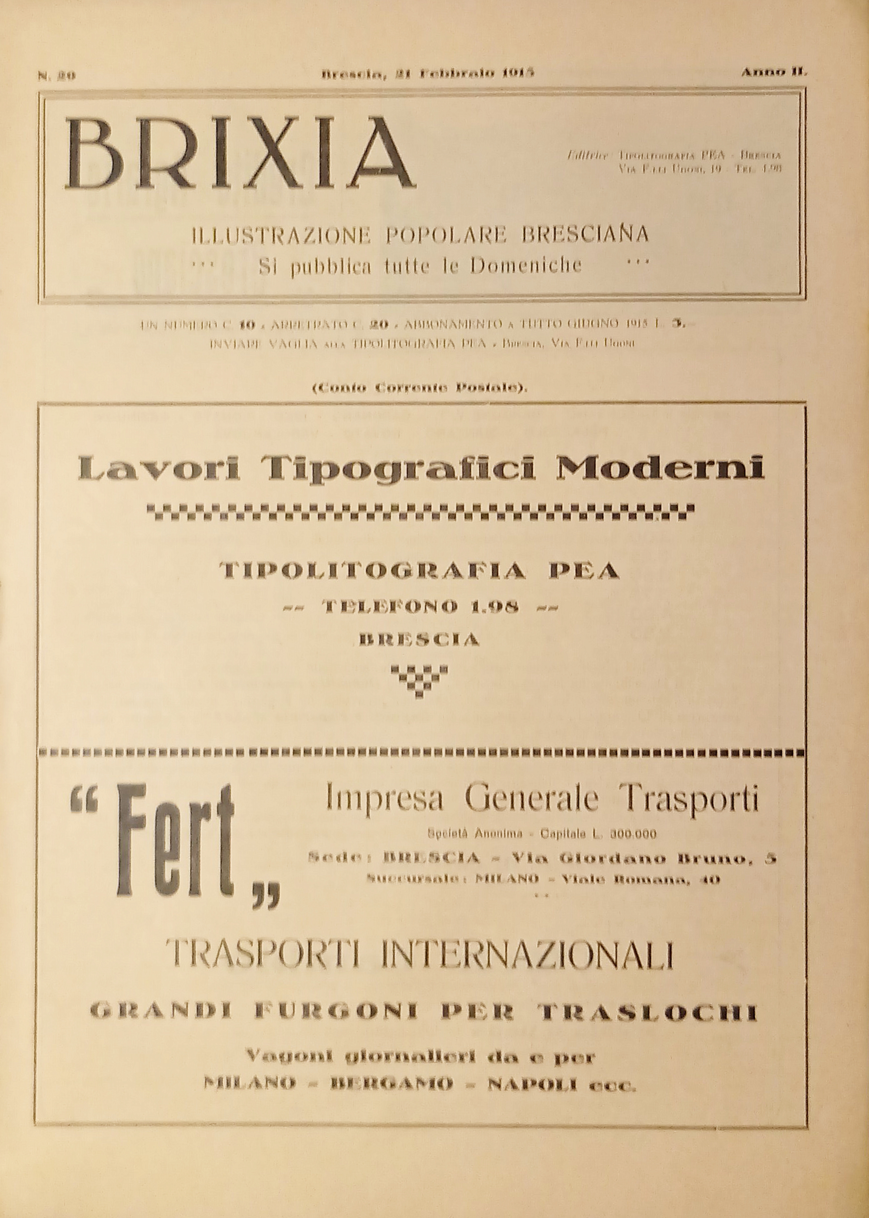 Illustrazione Popolare Bresciana - Brixia N. 29 - 1915 - …