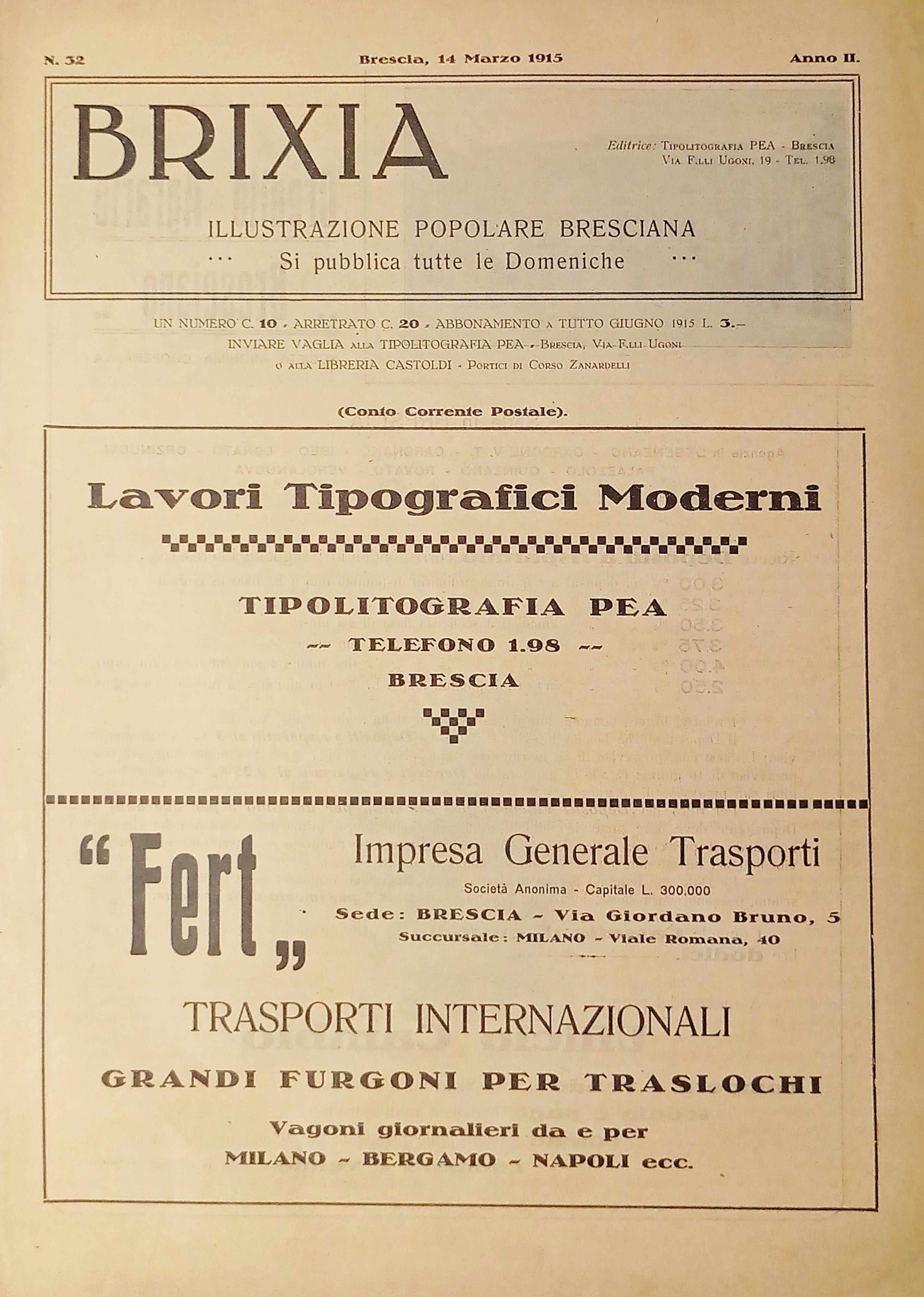 Illustrazione Popolare Bresciana - Brixia N. 32 - 1915 - …