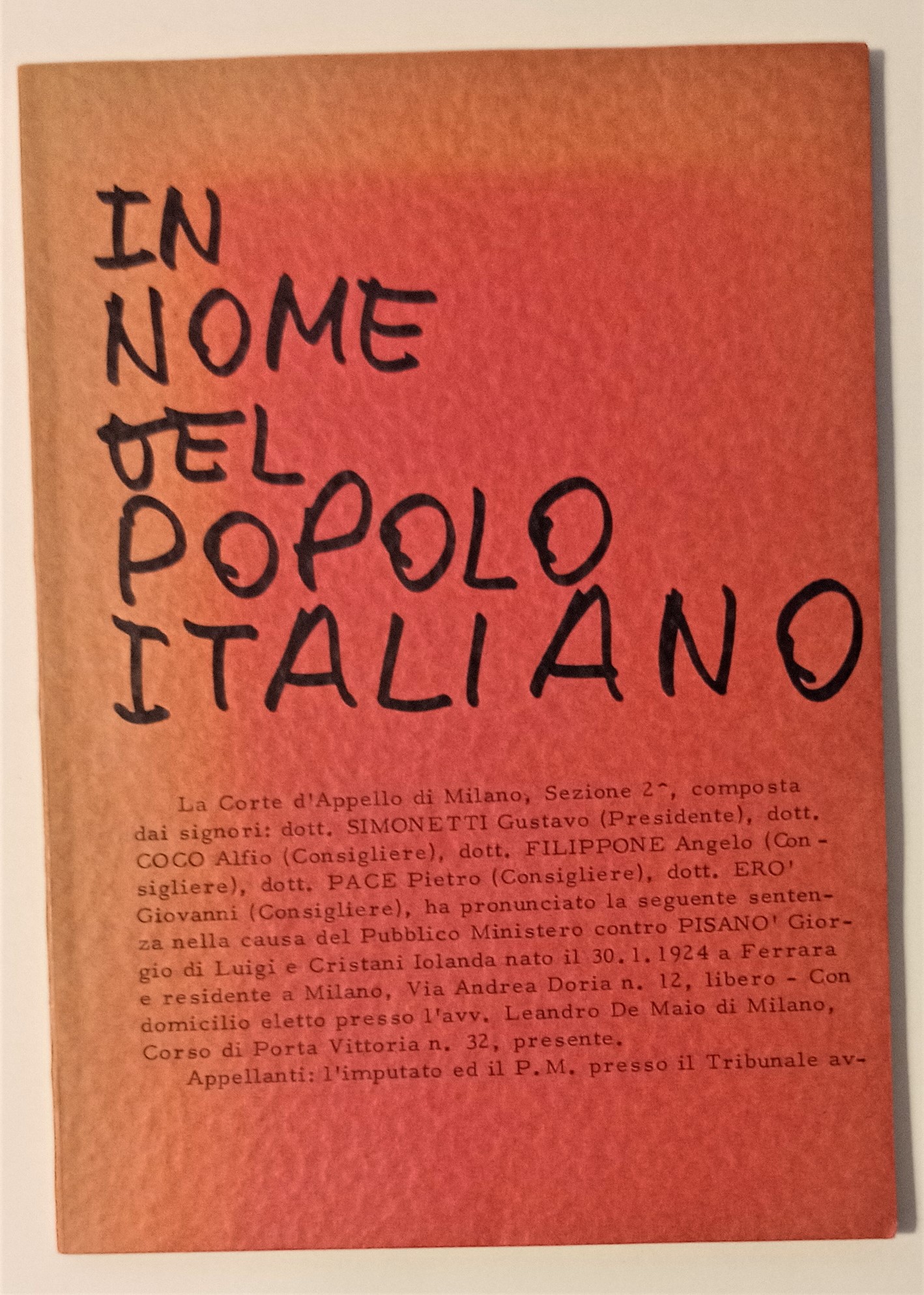 In nome del popolo italiano - ed. 1969 Sentenza Pisanò