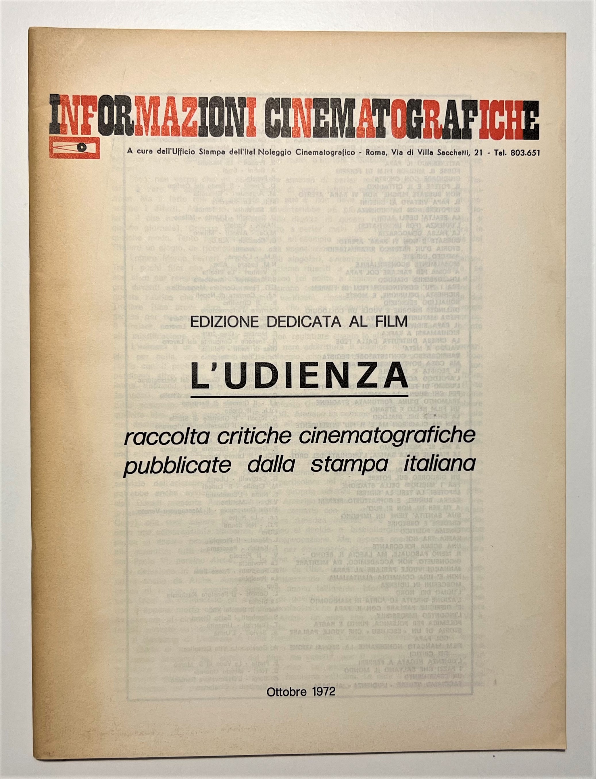 Informazioni Cinematografiche - Edizione dedicata al film L'Udienza - ed. …