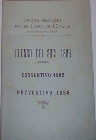 Ippica Milano Elenco Soci Società Lombarda Corse Cavalli 1886