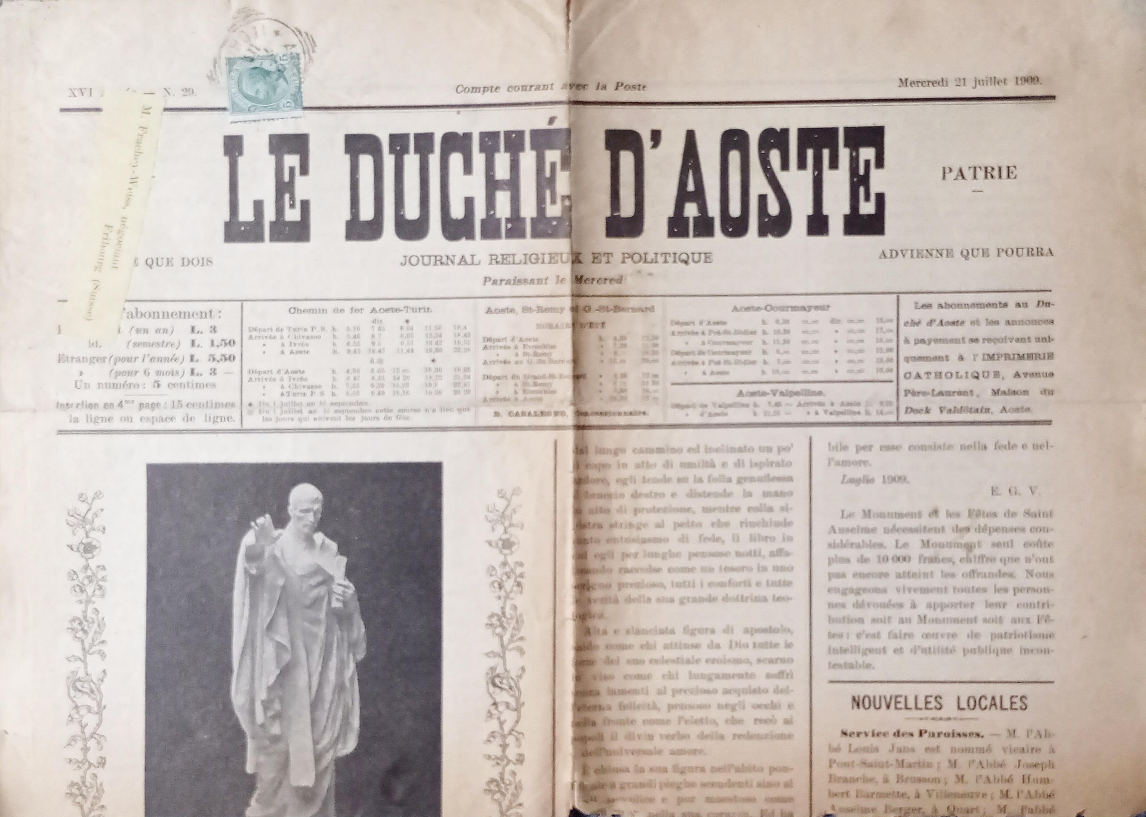 Journal Religieux et Politique - Le Duchè d'Aoste N. 29 …