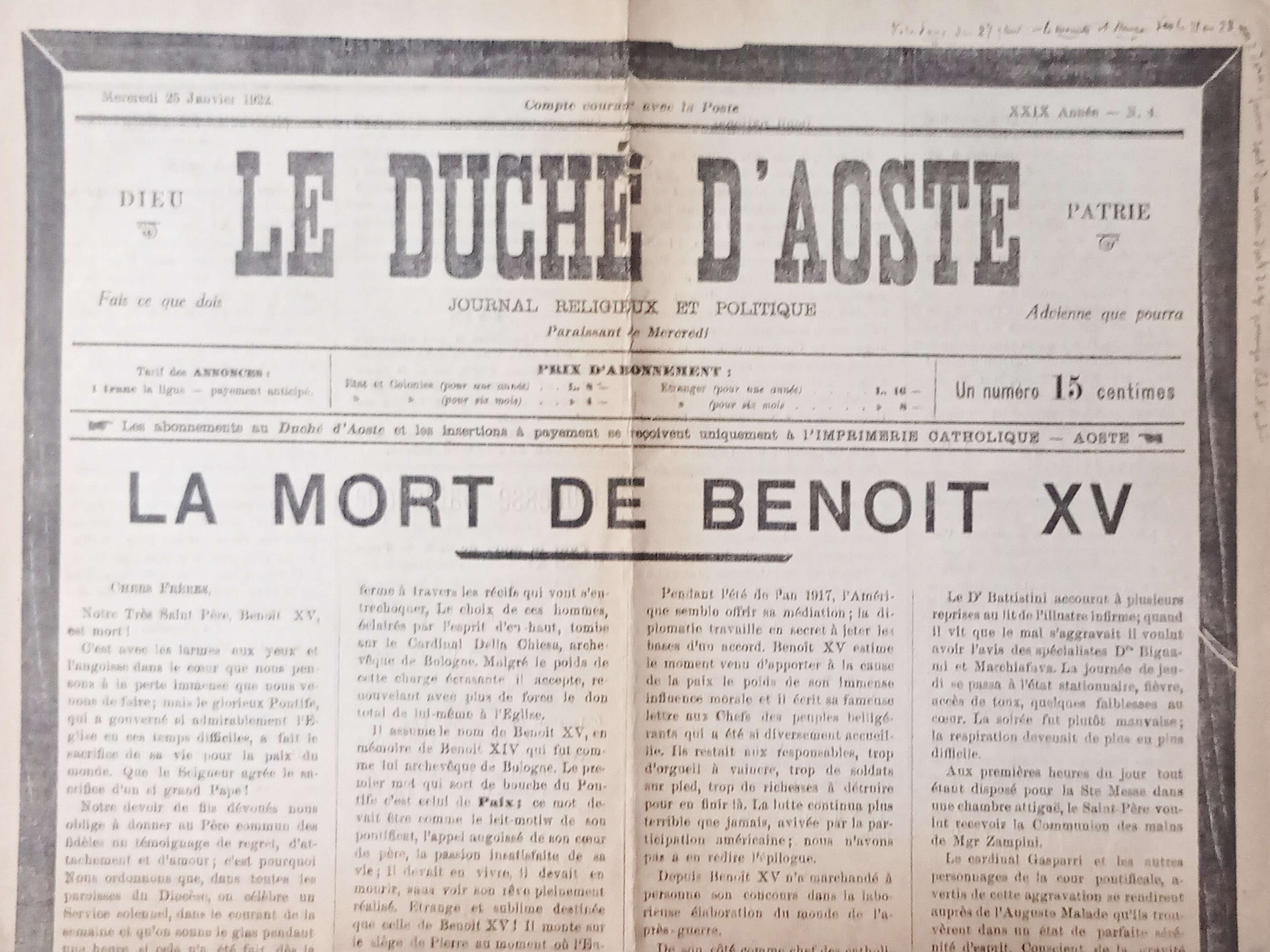Journal Religieux et Politique - Le Duchè d'Aoste N.4 La …