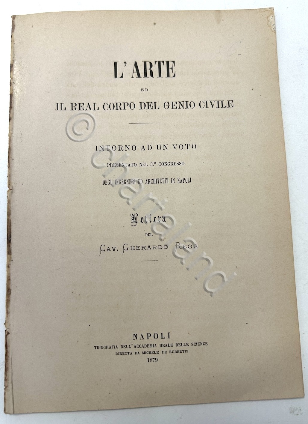 L'arte ed Real Corpo Genio civile Napoli 3^ congresso Lettera …