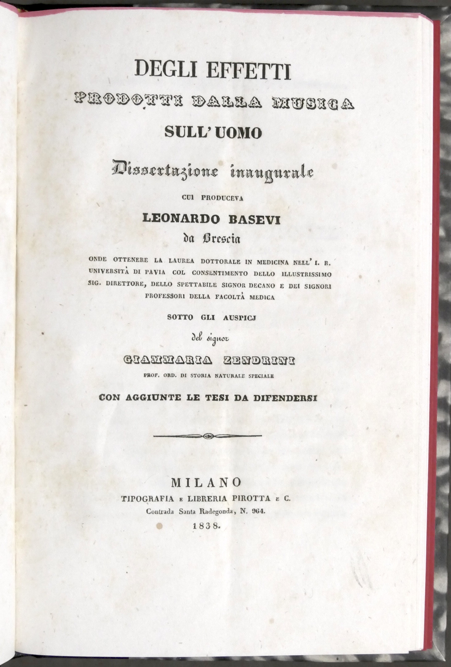 L. Basevi - Degli effetti prodotti dalla musica sull'uomo - …