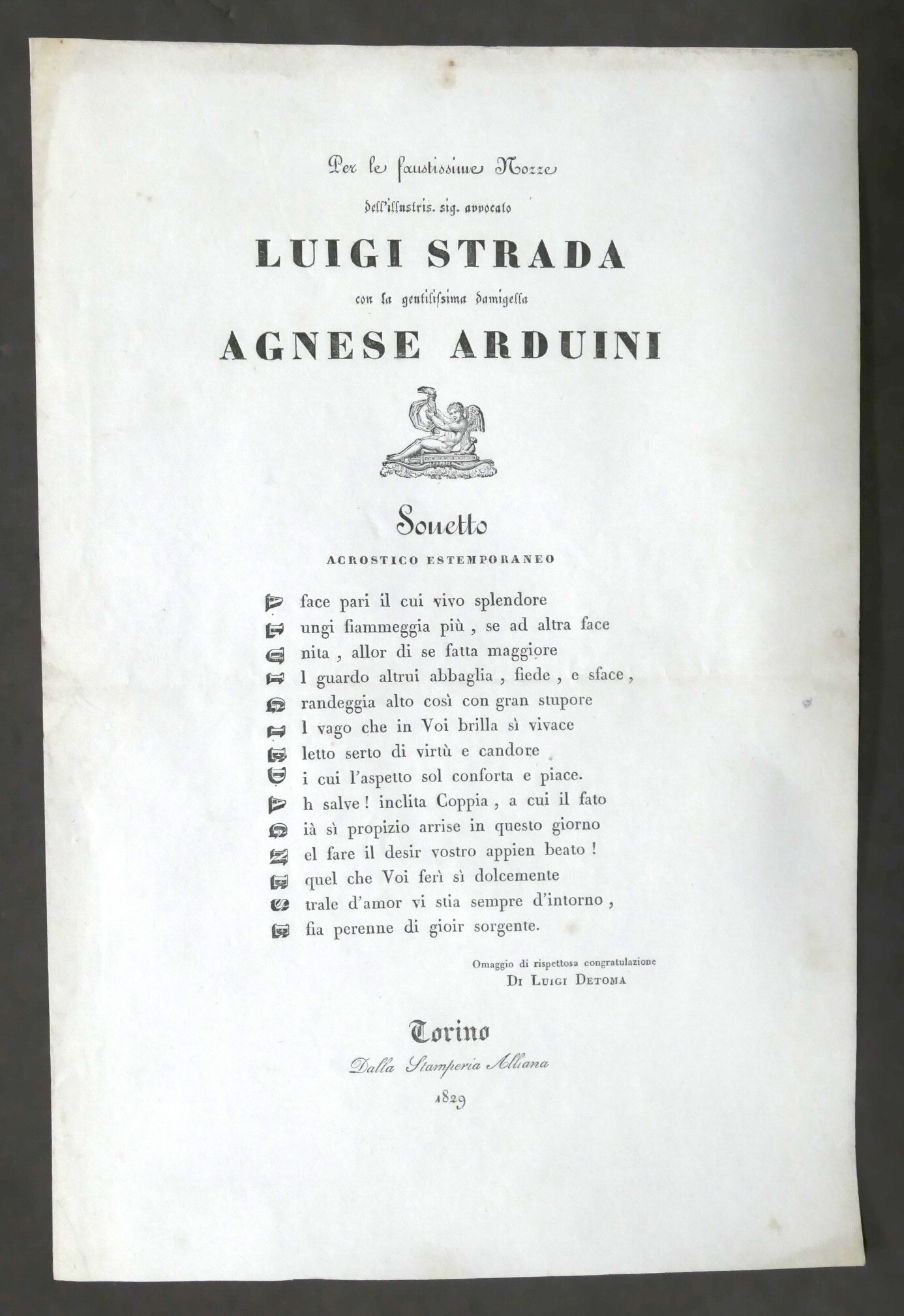 L. Detoma - Per le nozze di Luigi Strada e …