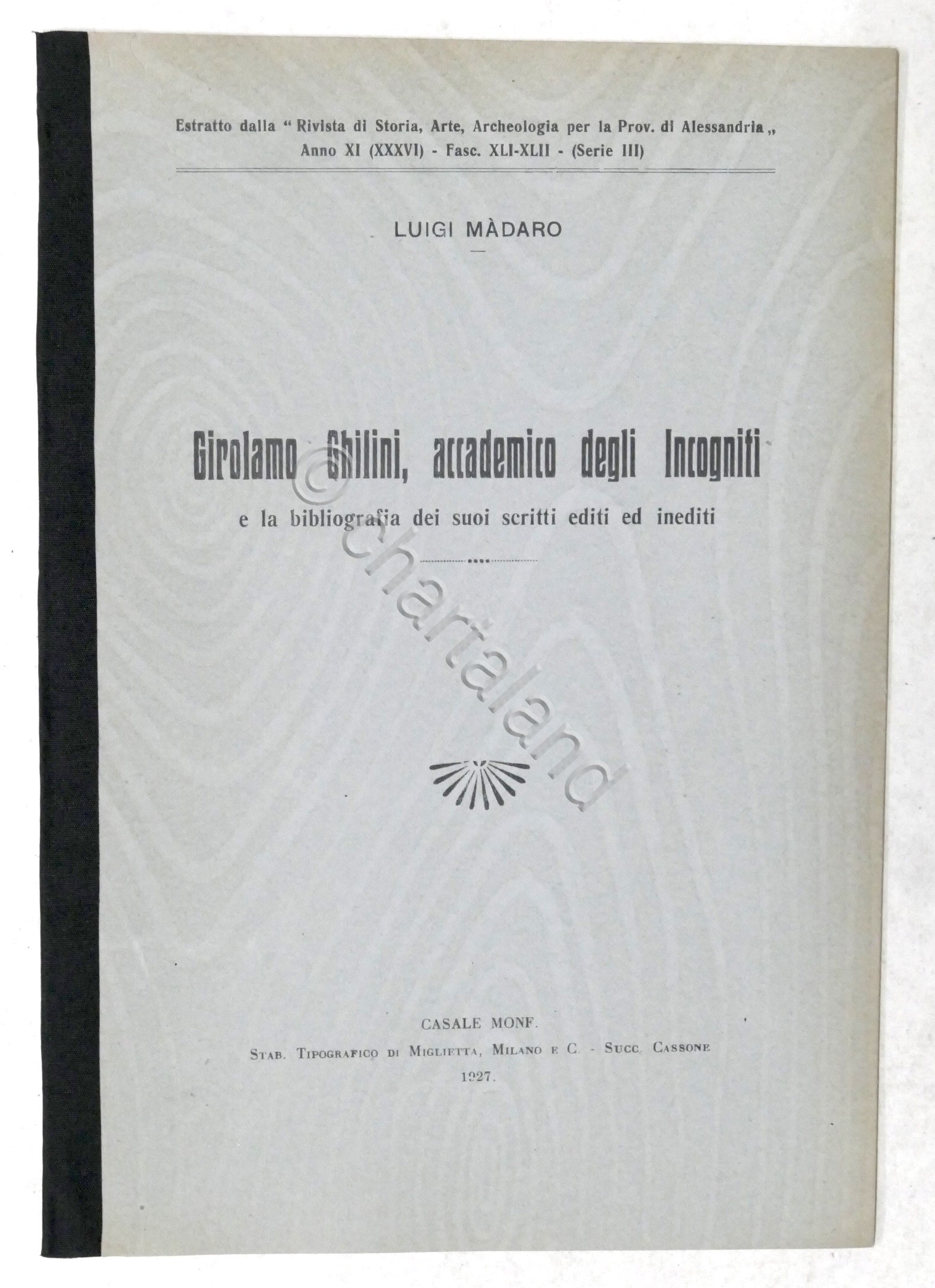 L. Madaro - Girolamo Ghilini, accademico degli Incogniti - 1927