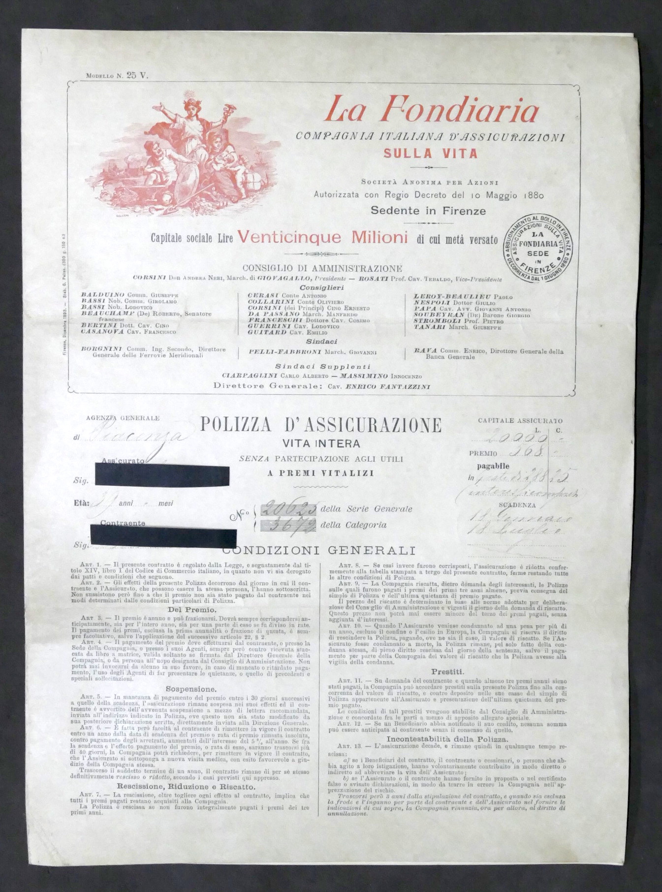 La Fondiaria - Compagnia Italiana d'Assicurazioni - Polizza sulla vita …