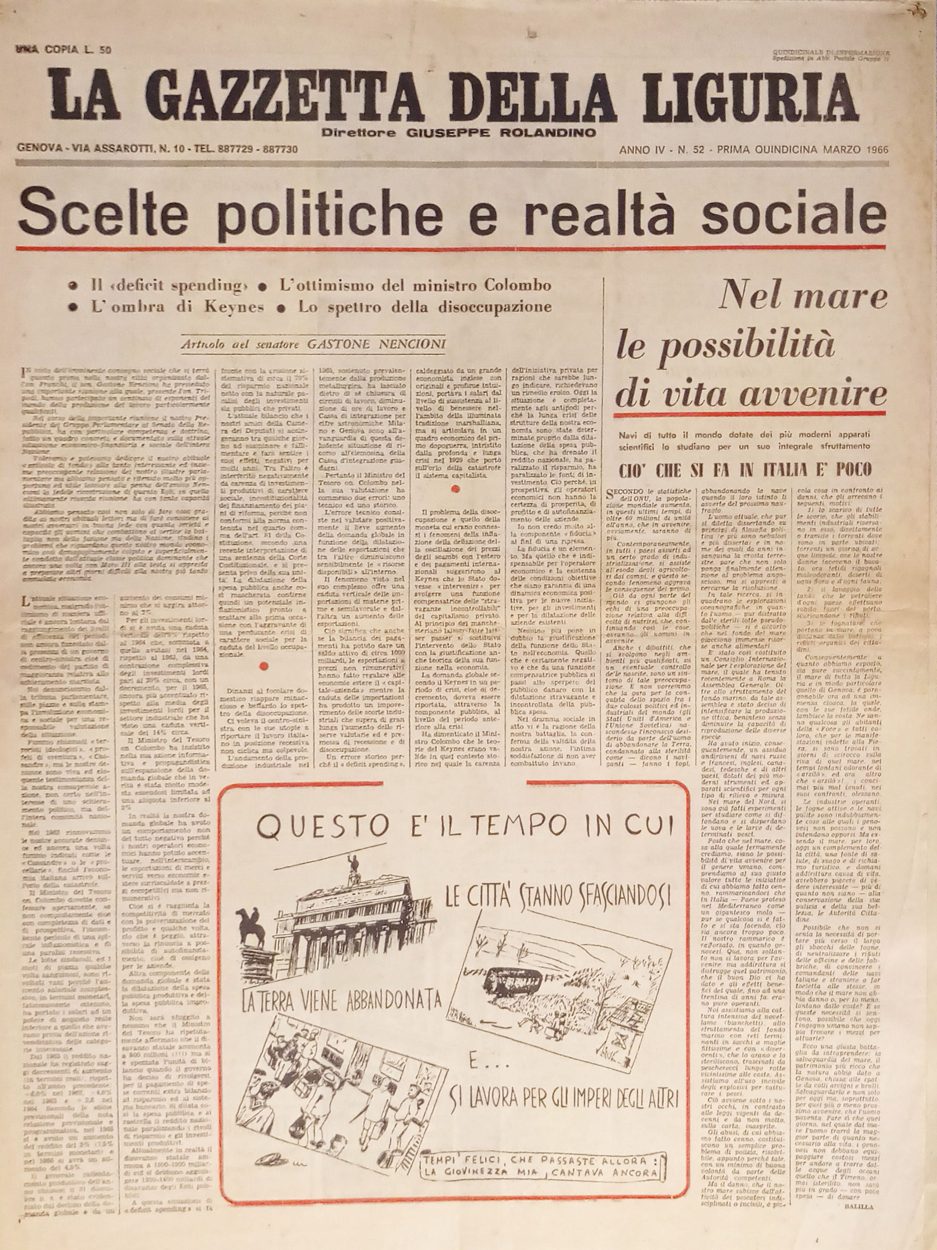 La Gazzetta della Liguria N. 52 - 1966 Scelte politiche …