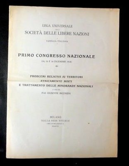 Lega Universale Società Libere Nazioni - Primo Congresso minoranze etniche …