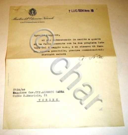 Lettera Autografo Arrigo Solmi 1934