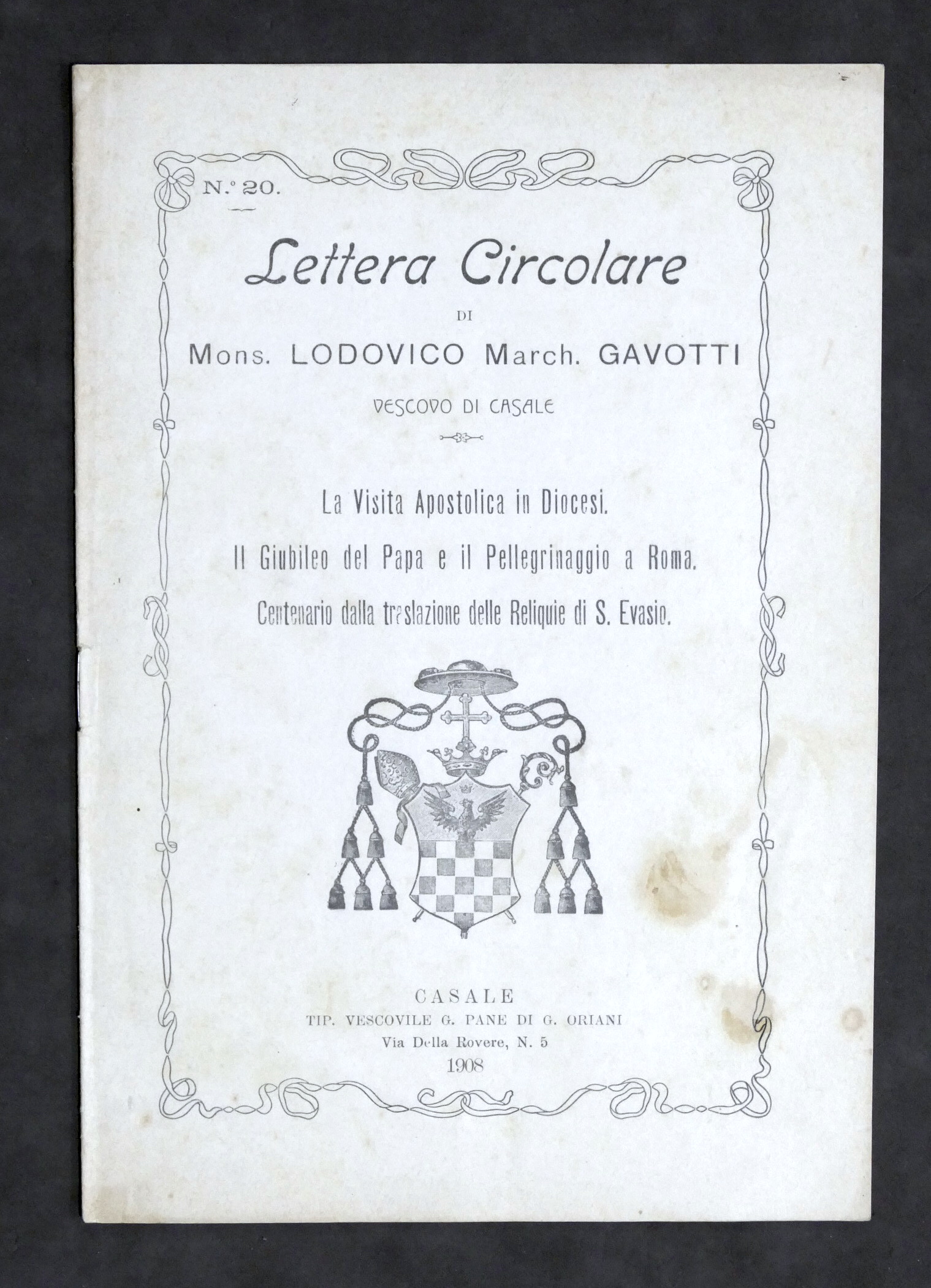 Lettera Circolare di Mons. Lodovico Gavotti - Vescovo di Casale …