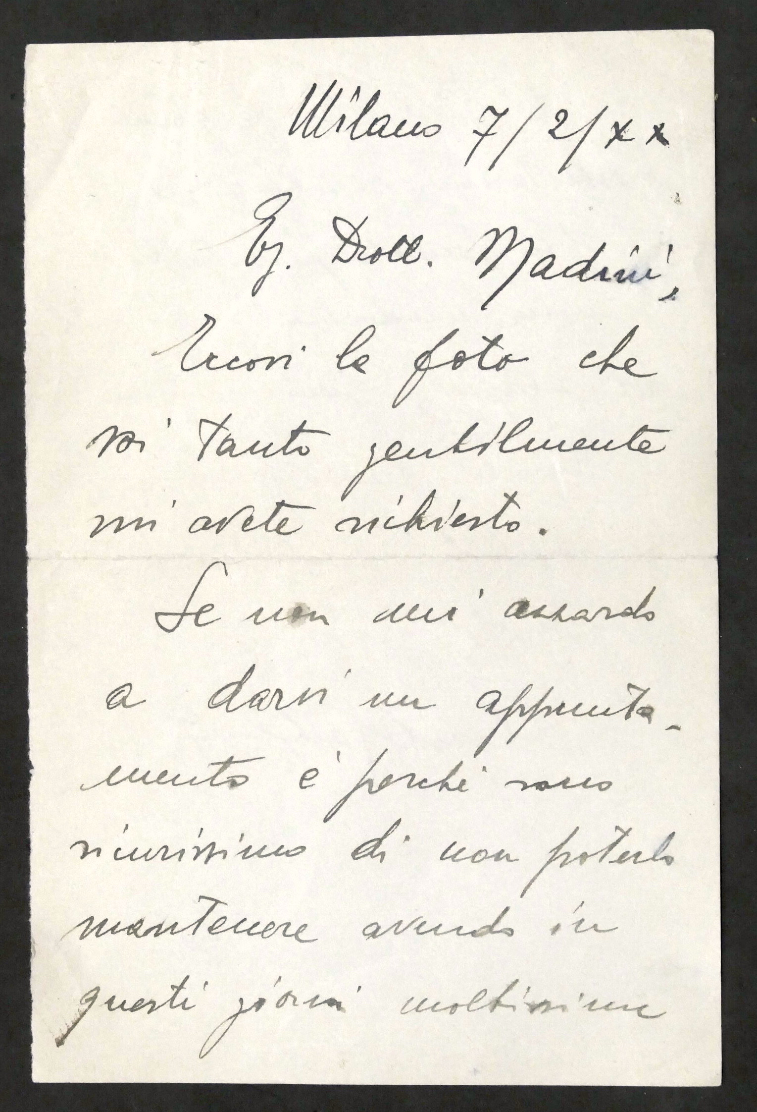 Lettera con autografo del cantante Alberto Rabagliati - 1942
