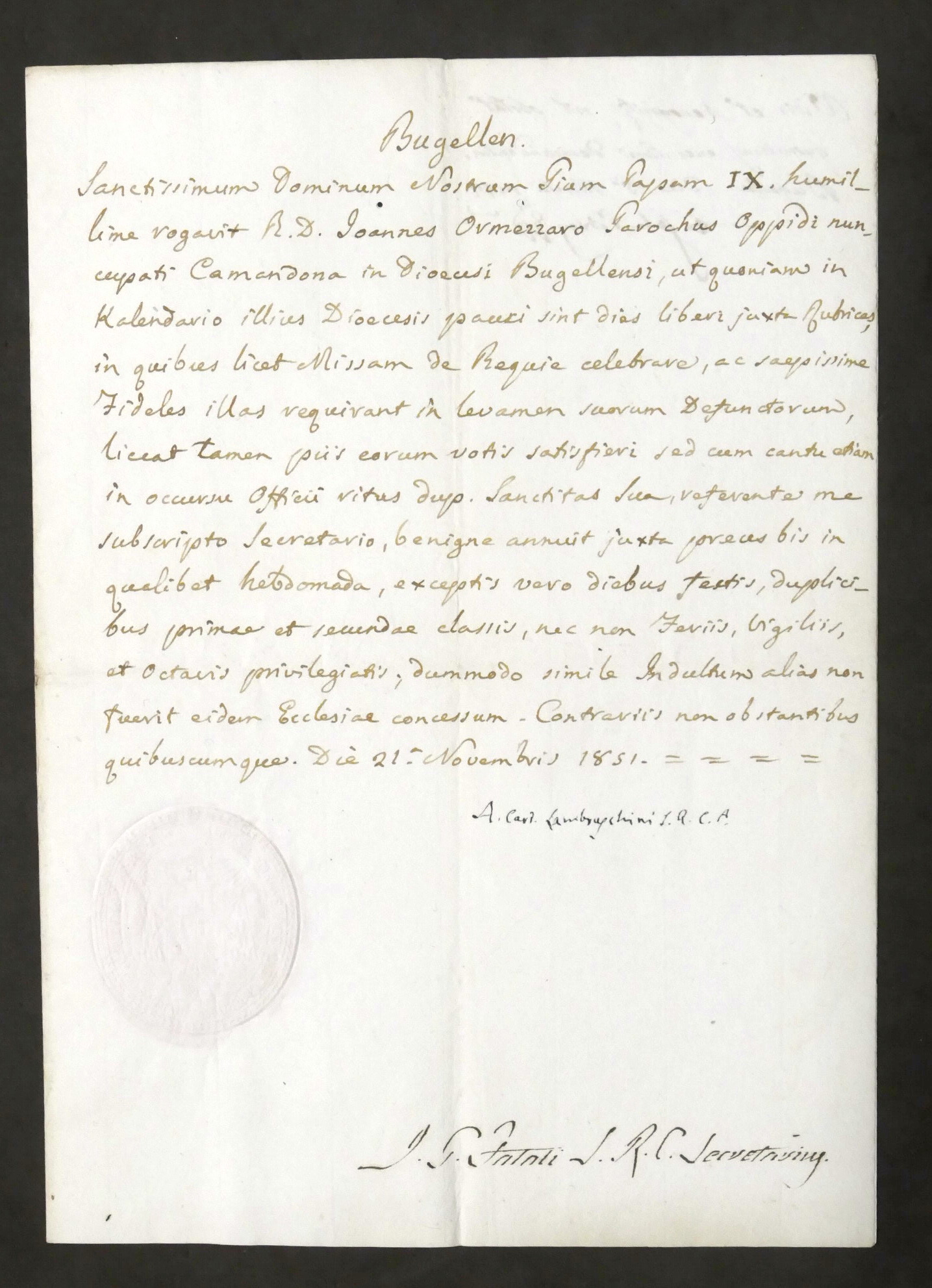 Lettera con autografo del cardinale Luigi Emmanuele Nicolò Lambruschini - …