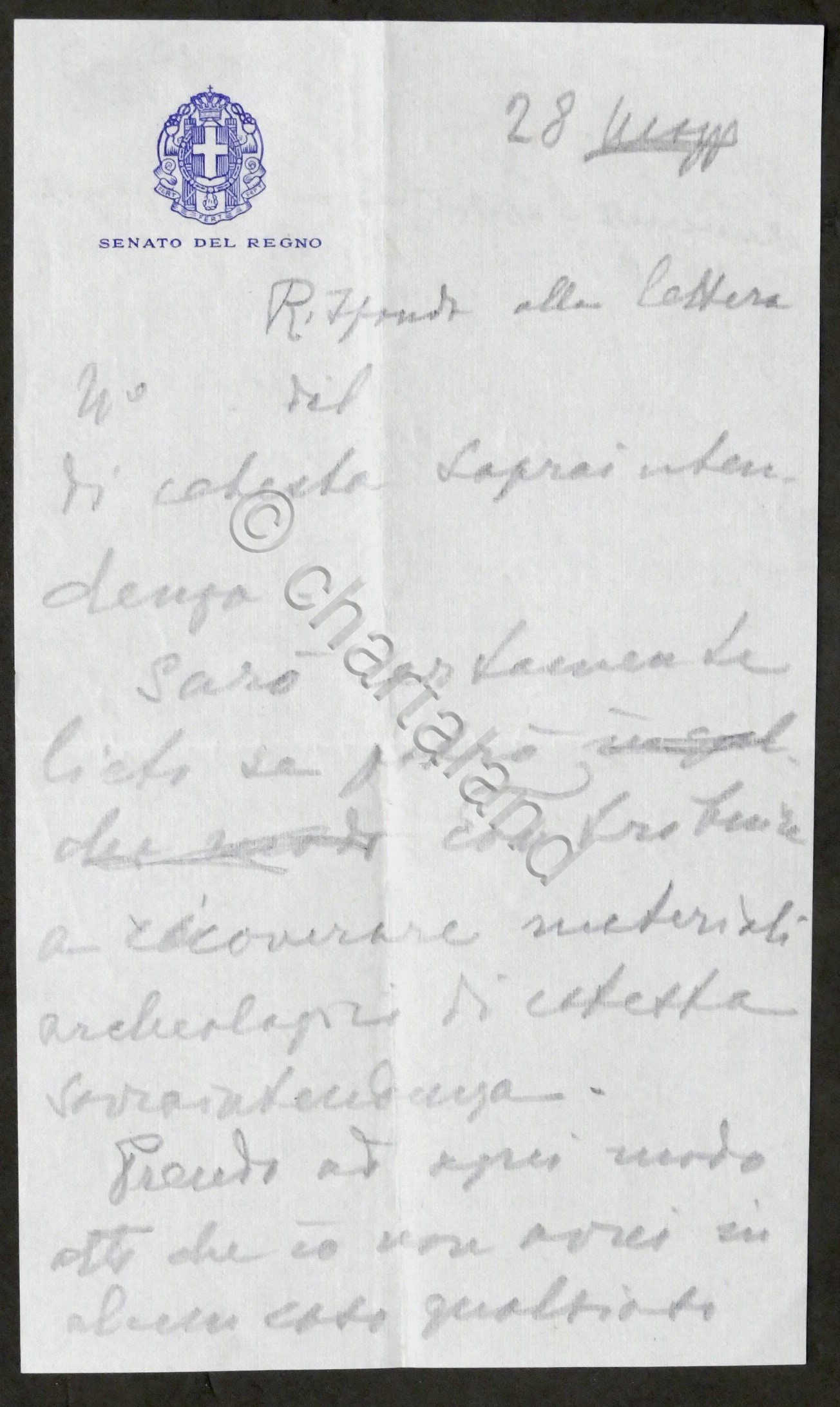 Lettera con autografo del senatore Giuseppe Salvago Raggi - 1930 …