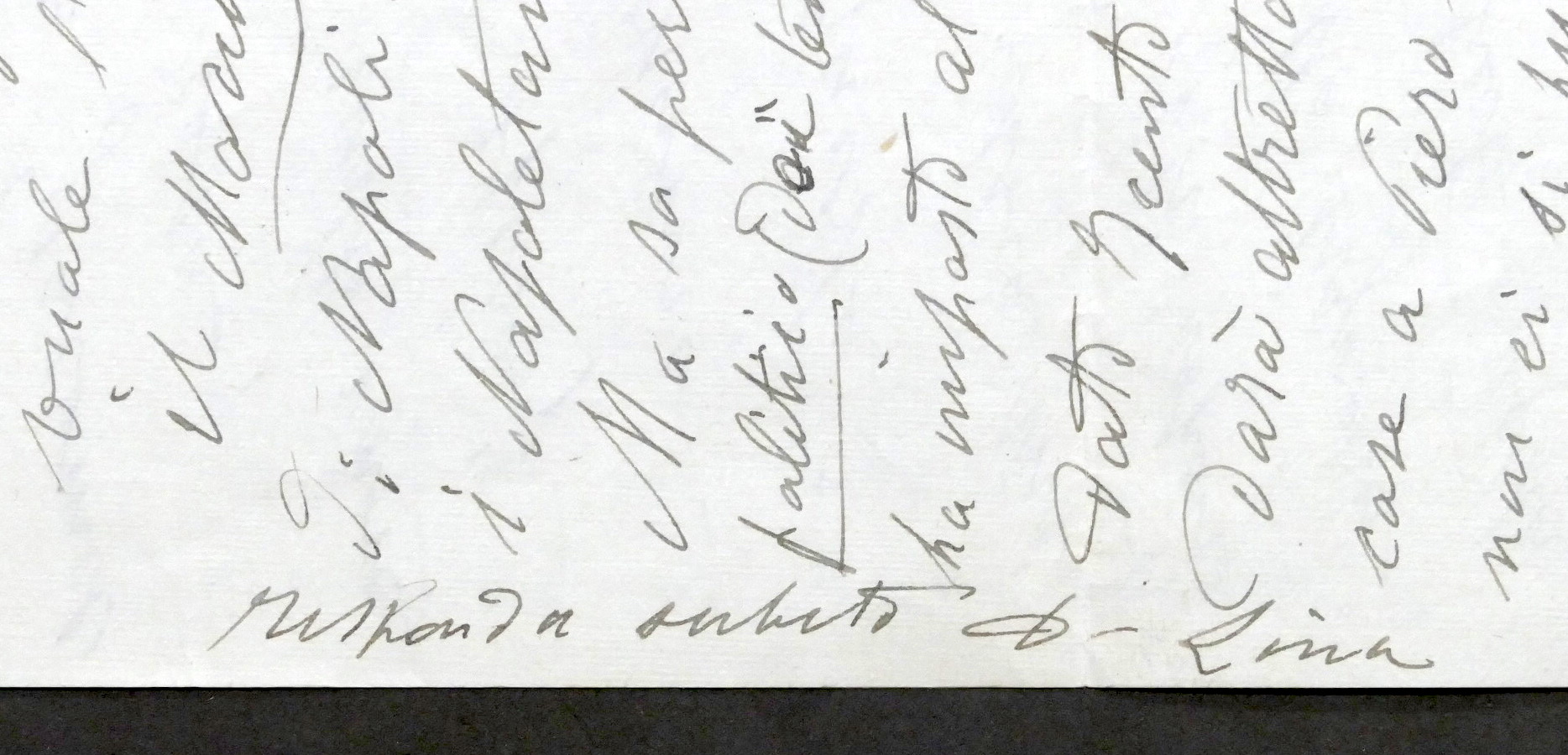 Lettera con autografo di Lina Carbognani moglie di Pietro Mascagni …