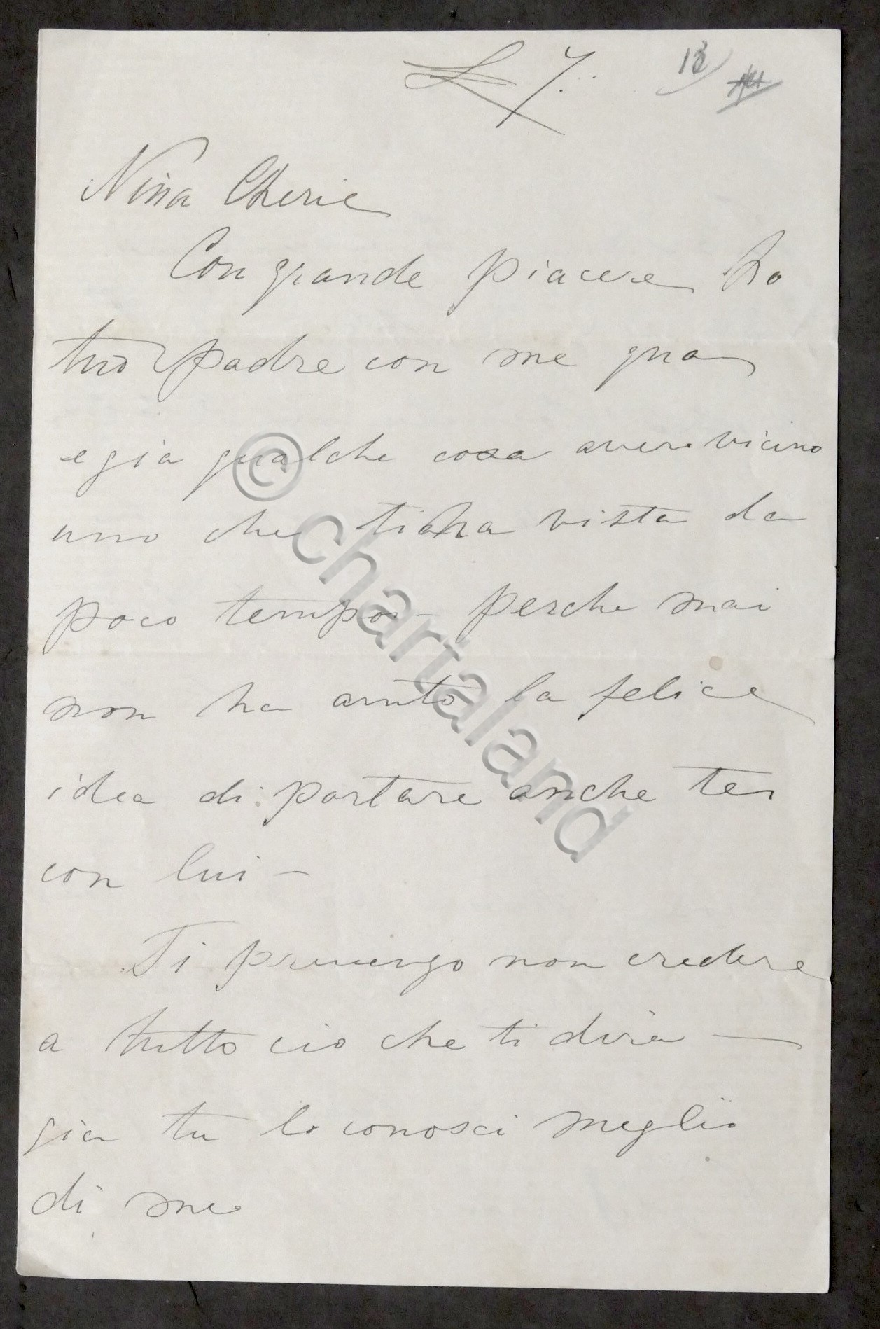 Lettera con autografo Ricciotti Garibaldi (Primogenito Giuseppe Garibaldi) 1870