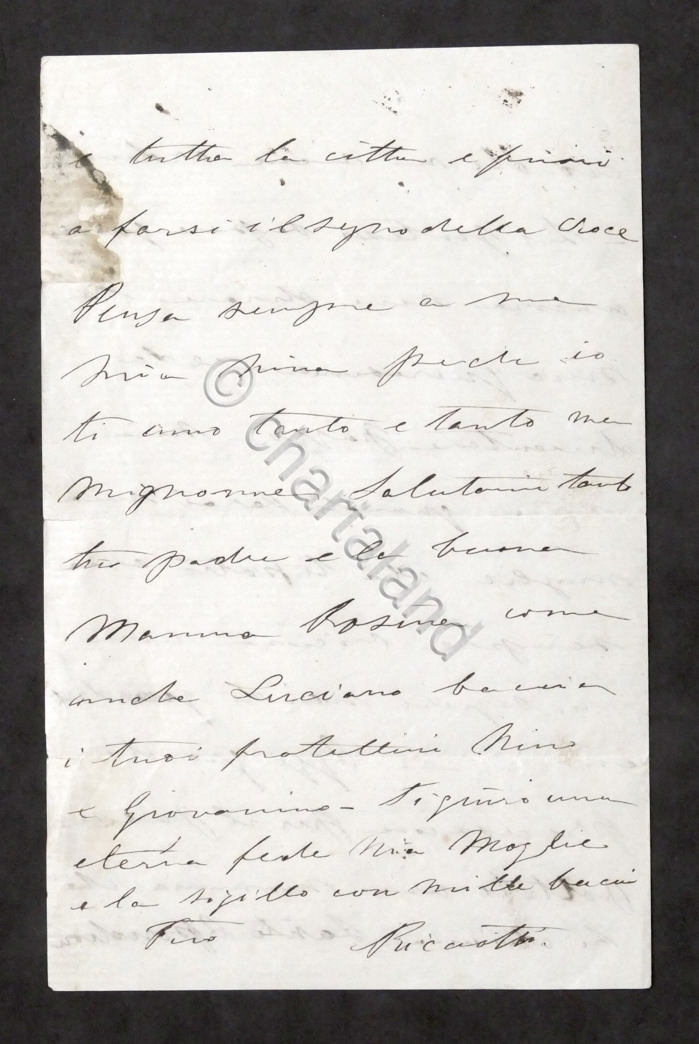 Lettera autografo di Ricciotti Garibaldi (figlio di Giuseppe Garibaldi) 1870
